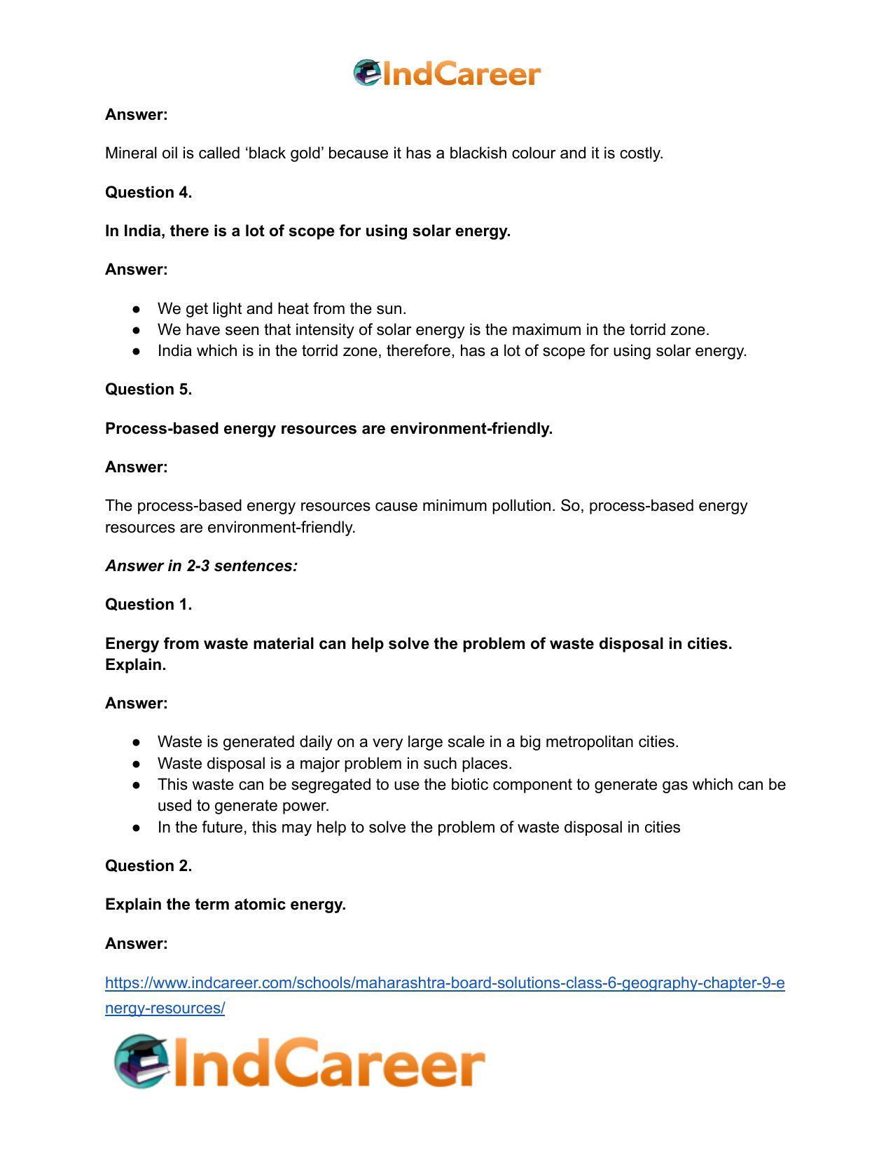 Maharashtra Board Solutions Class 6-Geography: Chapter 9- Energy Resources - Page 22