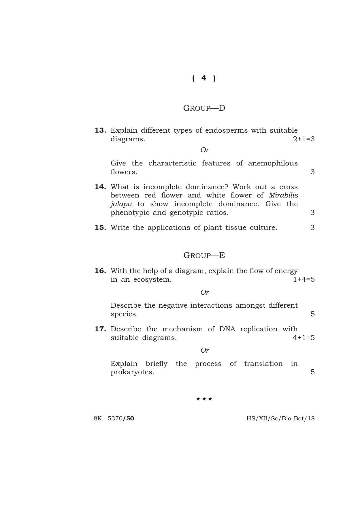 Meghalaya Board (MBOSE) Class 12 BIO-BOTANY 2018 Question Paper - Page 4