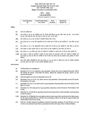 MP Board Class 12 Geography 2024 Sample Paper