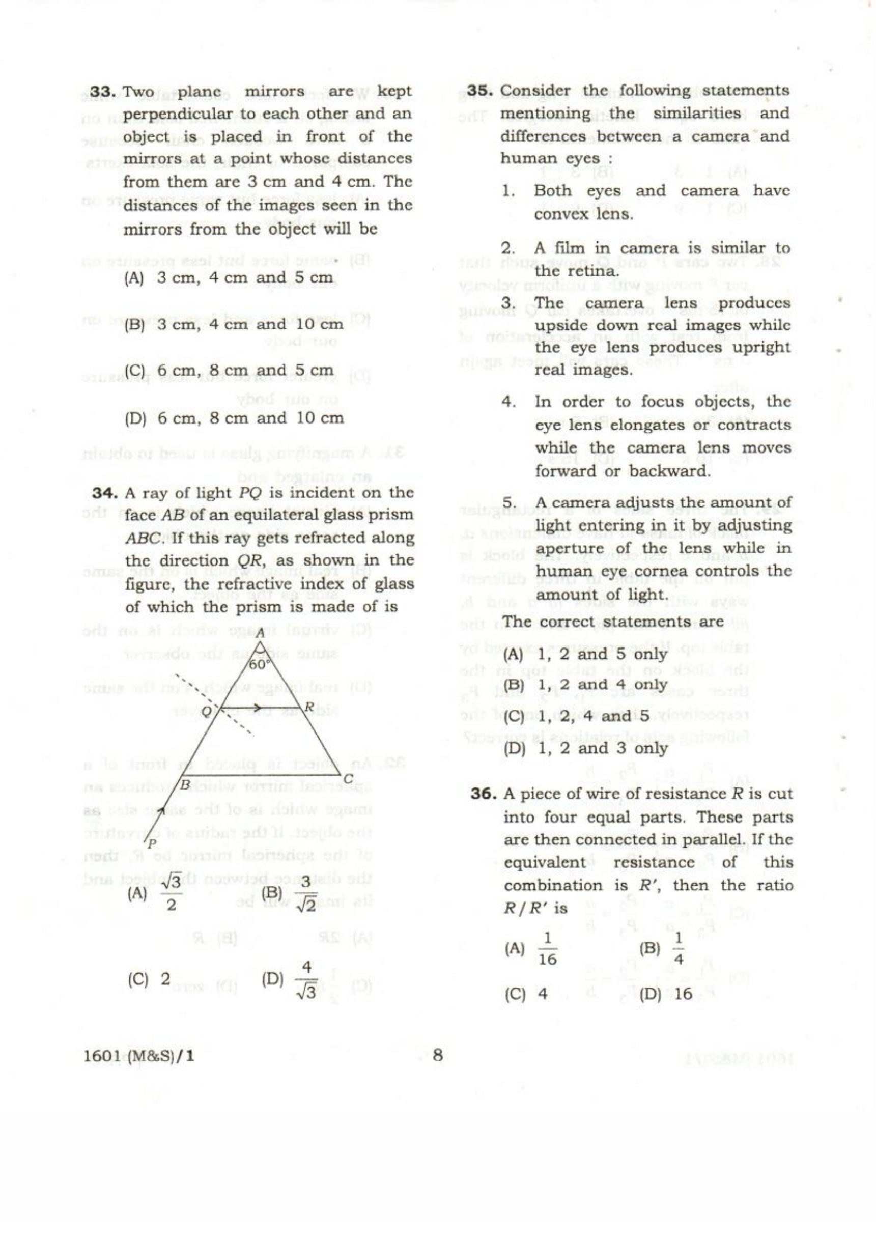 APJEE Mathematics & Science 2016 Question Paper - Page 8