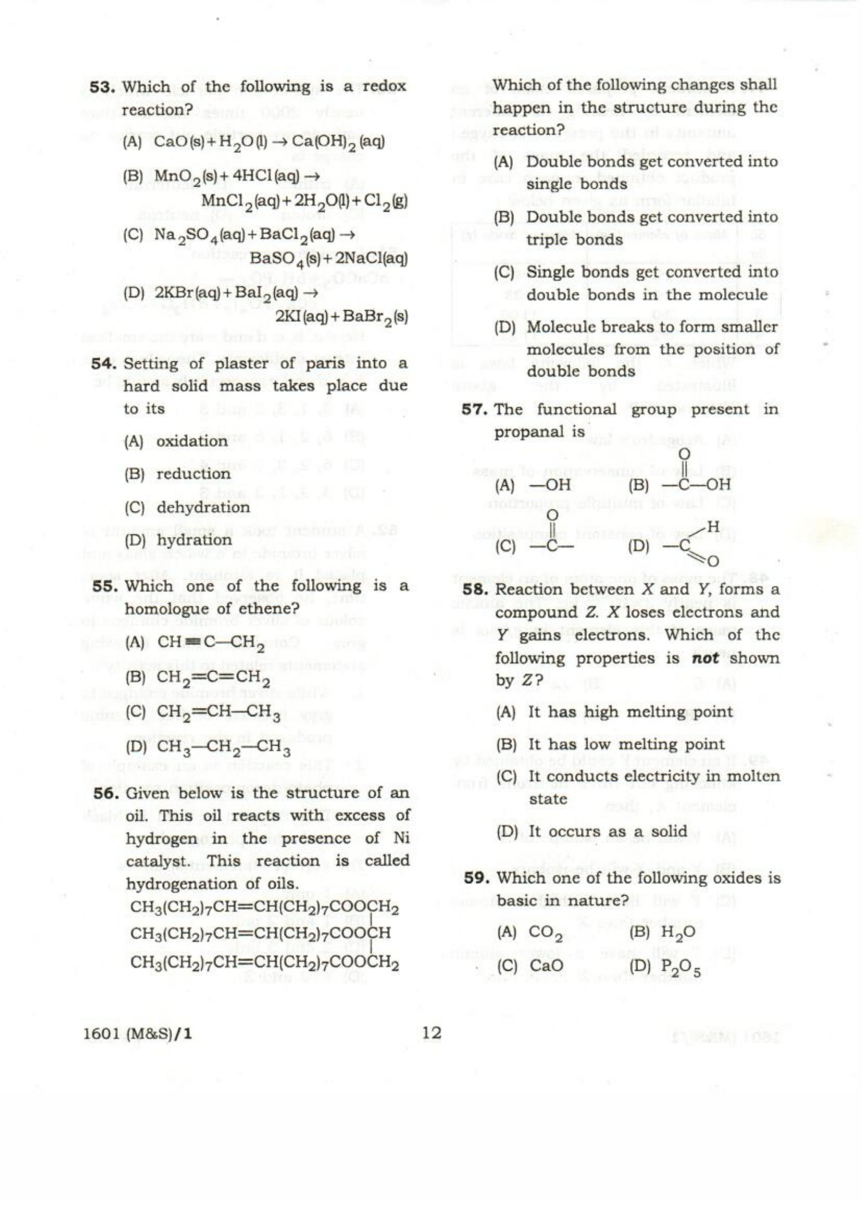 APJEE Mathematics & Science 2016 Question Paper - Page 12