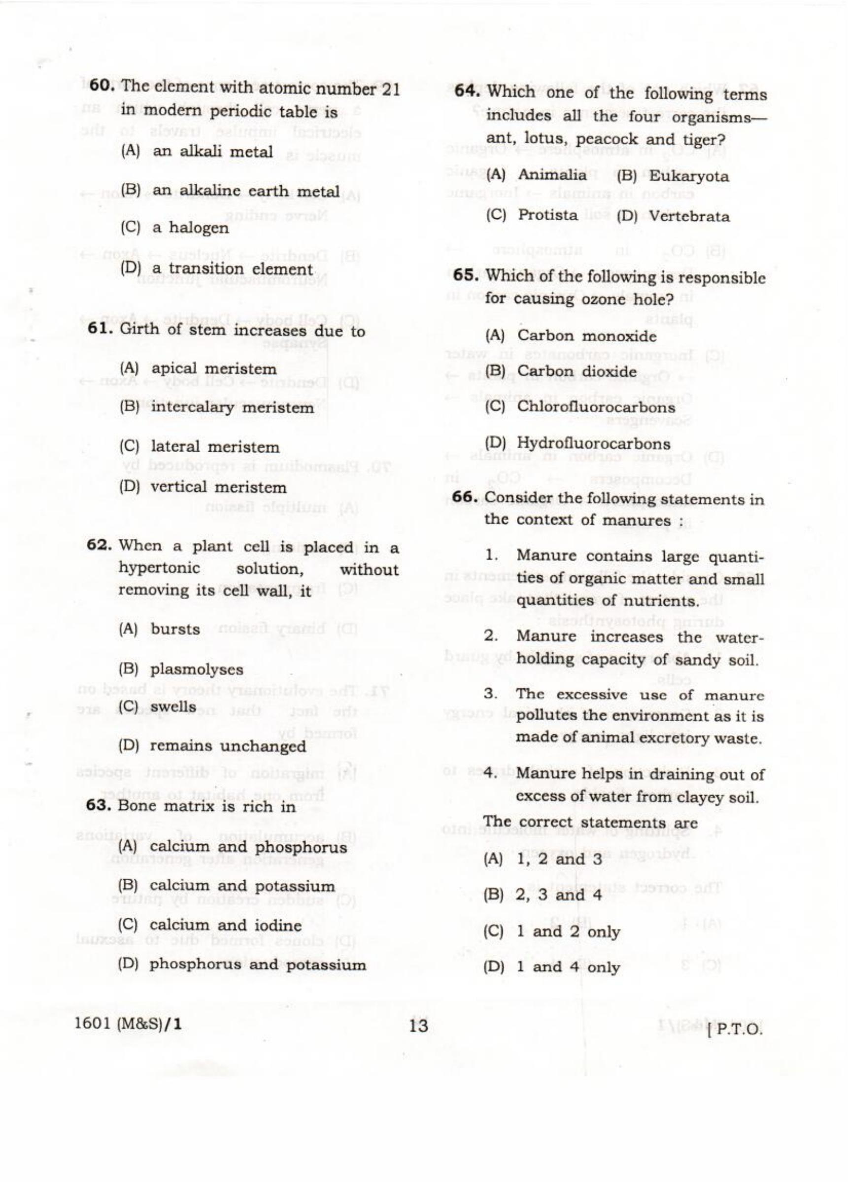 APJEE Mathematics & Science 2016 Question Paper - Page 13