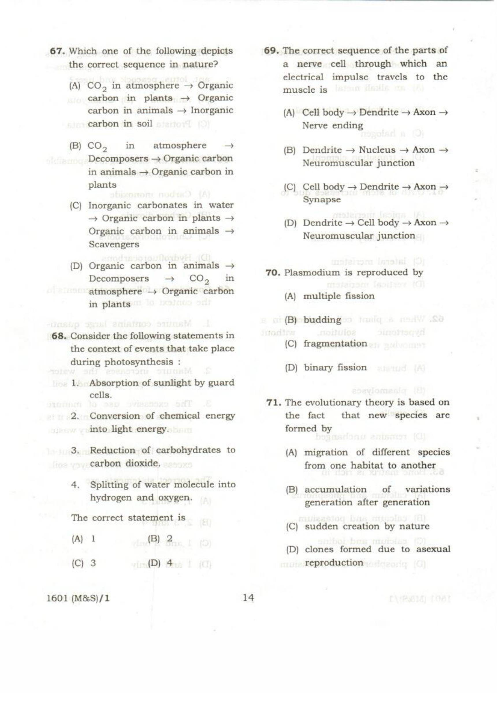 APJEE Mathematics & Science 2016 Question Paper - Page 14