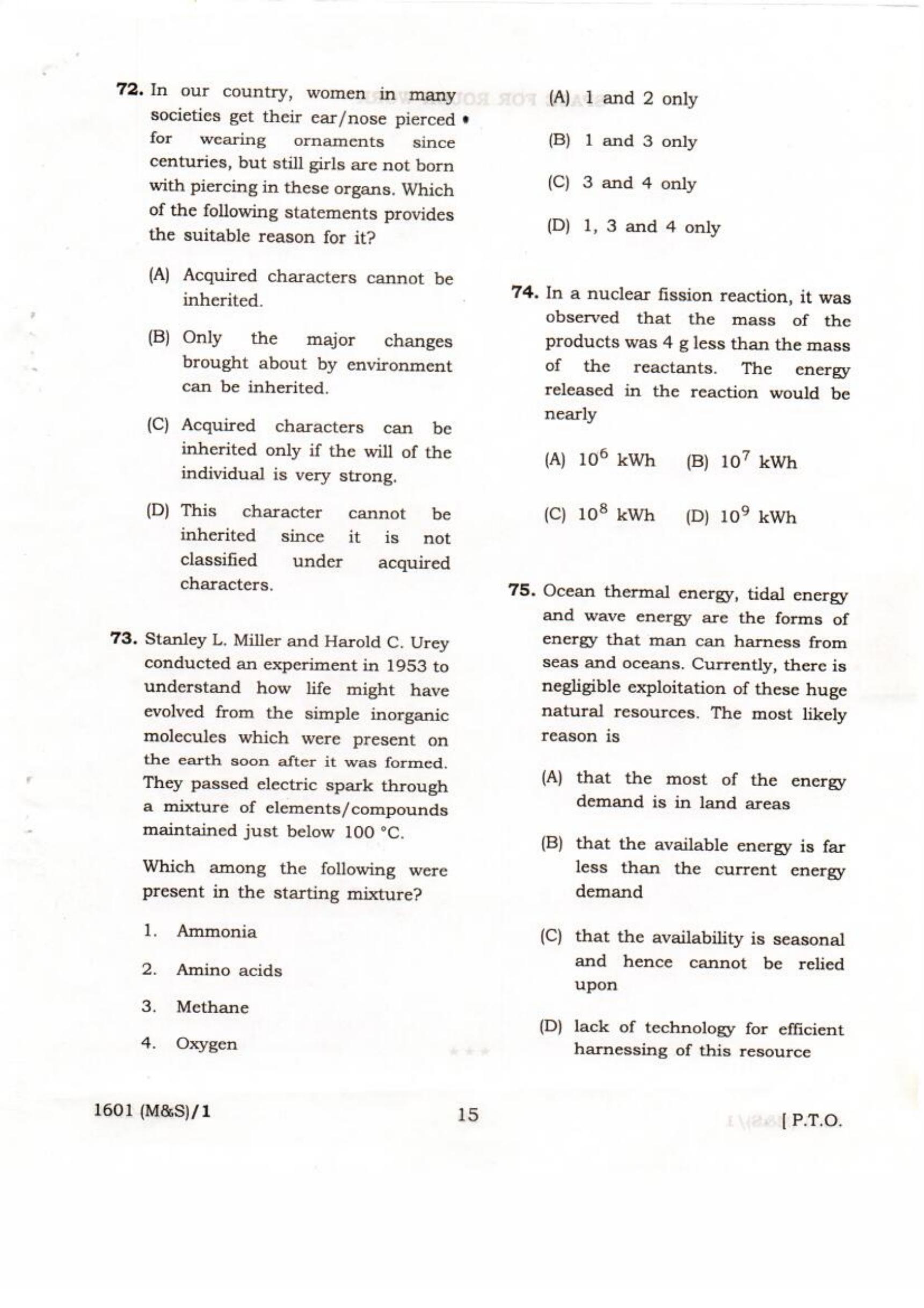 APJEE Mathematics & Science 2016 Question Paper - Page 15