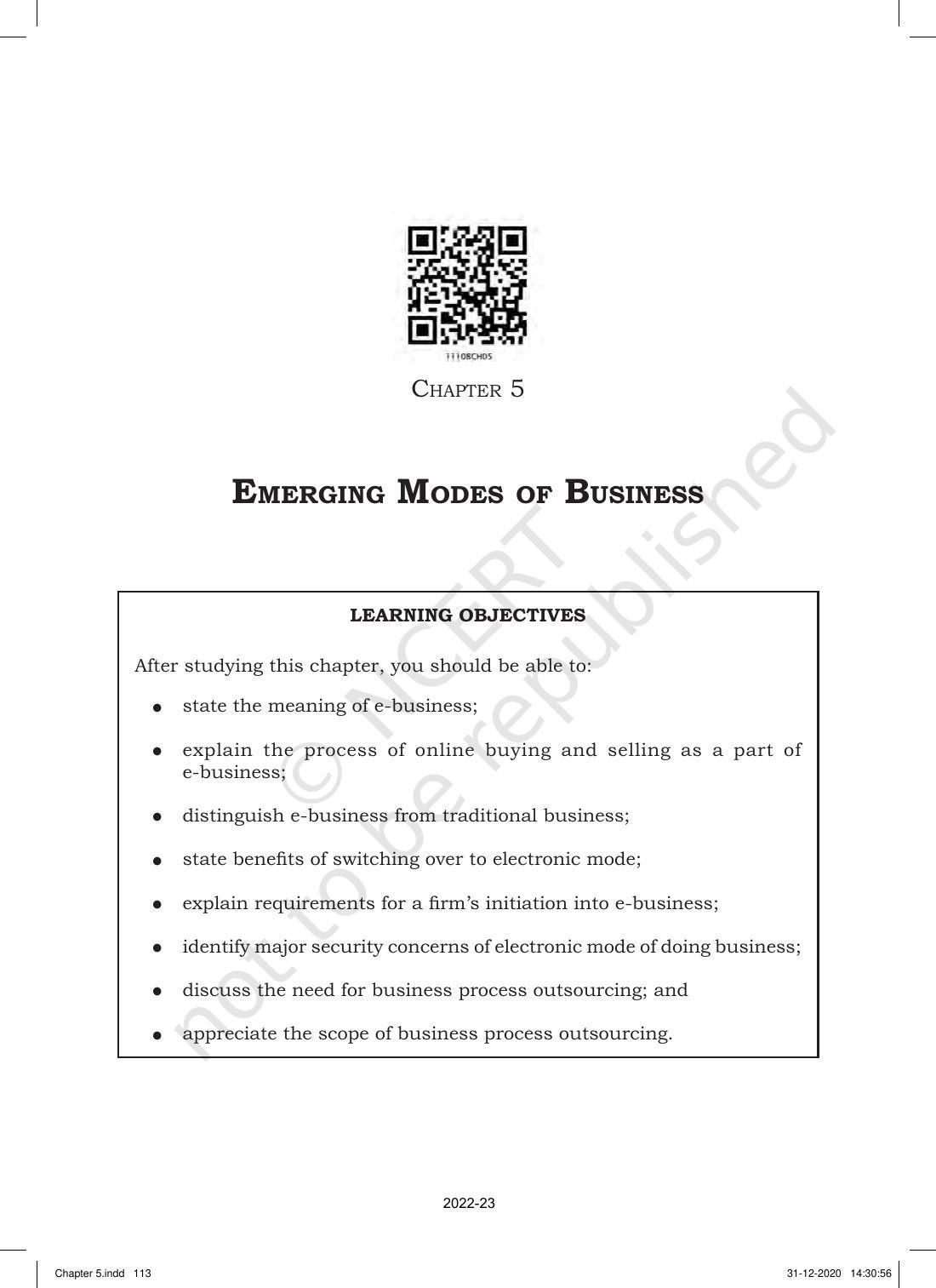 NCERT Book for Class 11 Business Studies Chapter 5 Emerging Modes of Business - Page 1