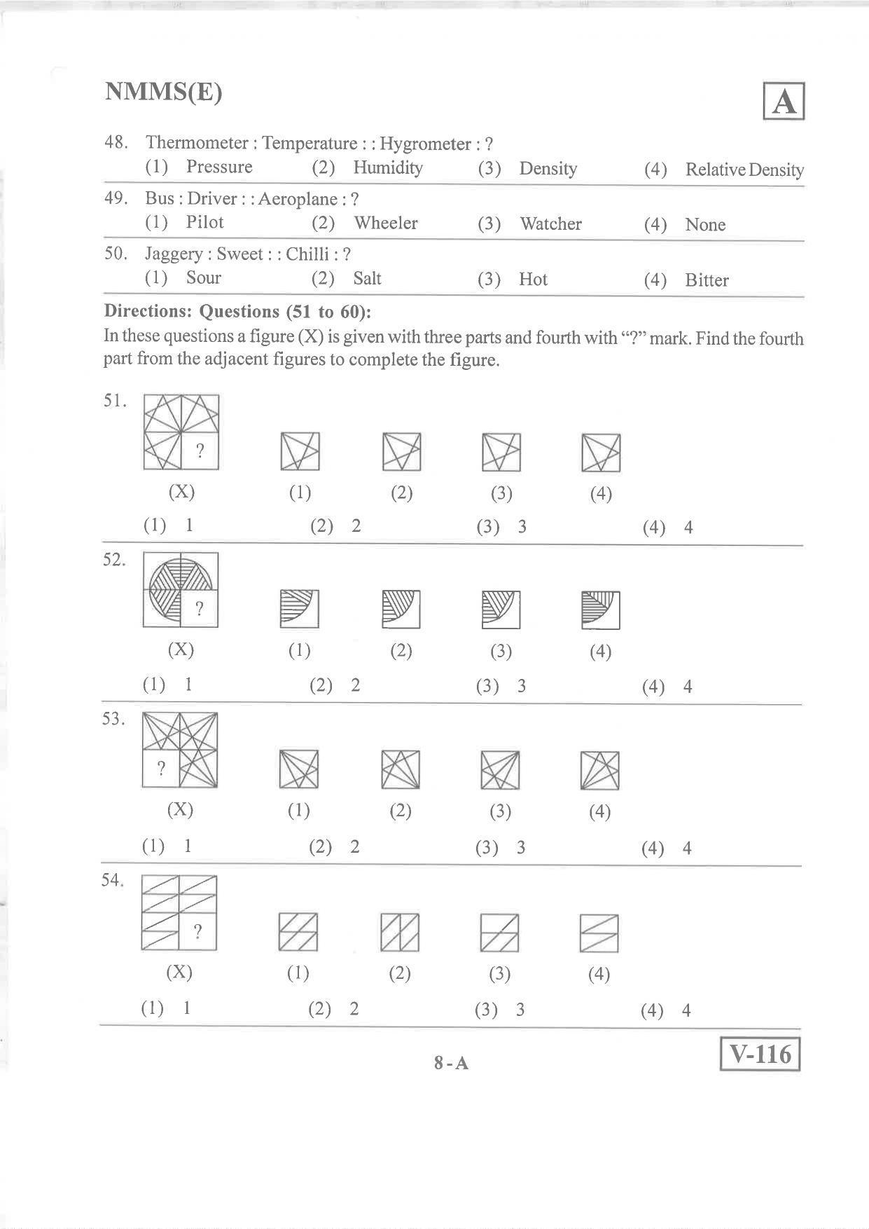 English Medium Nov 2019 (Set A) Class 8 Andhra Pradesh NMMS Question Papers - Page 8