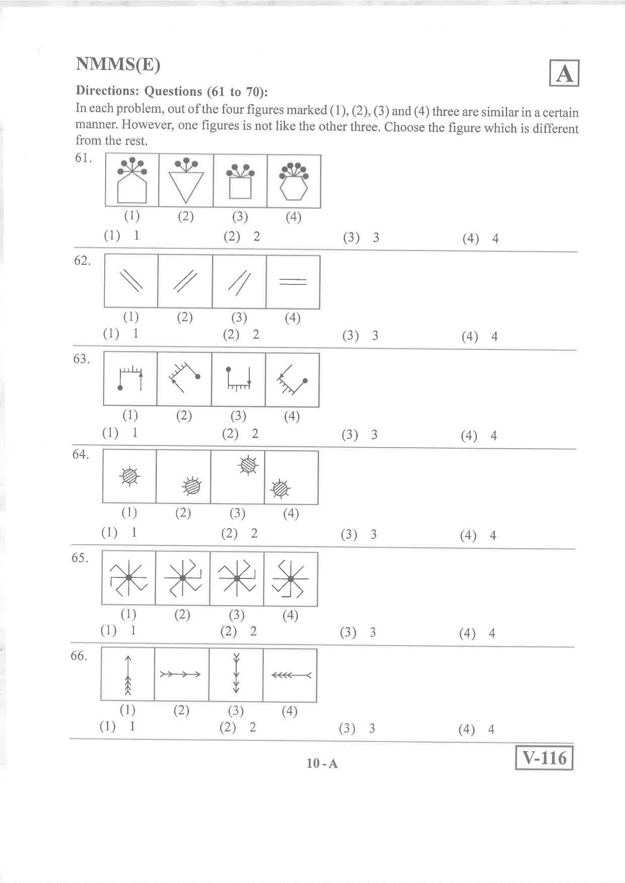 English Medium Nov 2019 (Set A) Class 8 Andhra Pradesh NMMS Question Papers - Page 10