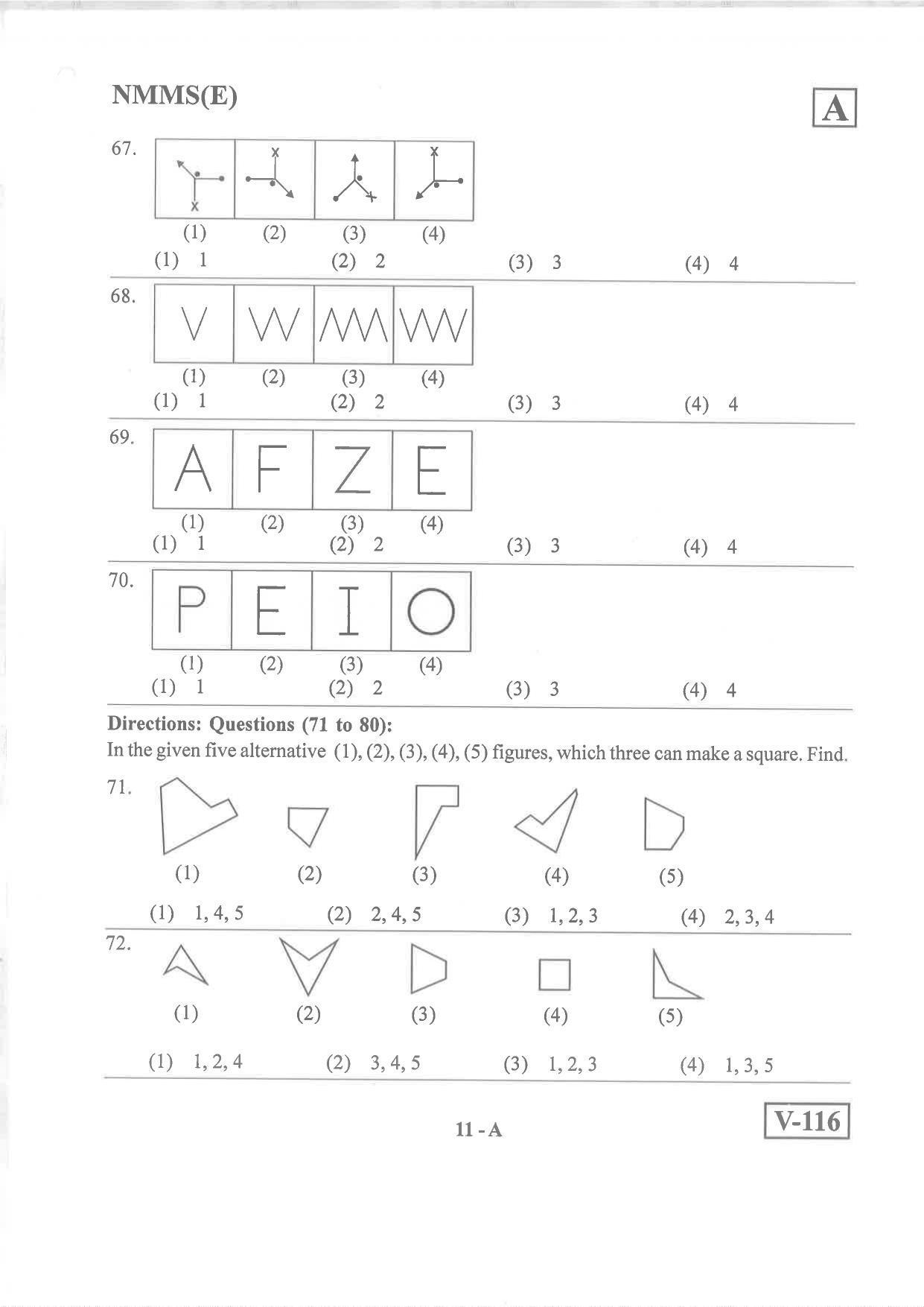 English Medium Nov 2019 (Set A) Class 8 Andhra Pradesh NMMS Question Papers - Page 11
