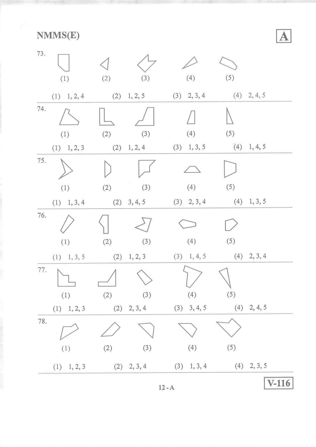 English Medium Nov 2019 (Set A) Class 8 Andhra Pradesh NMMS Question Papers - Page 12