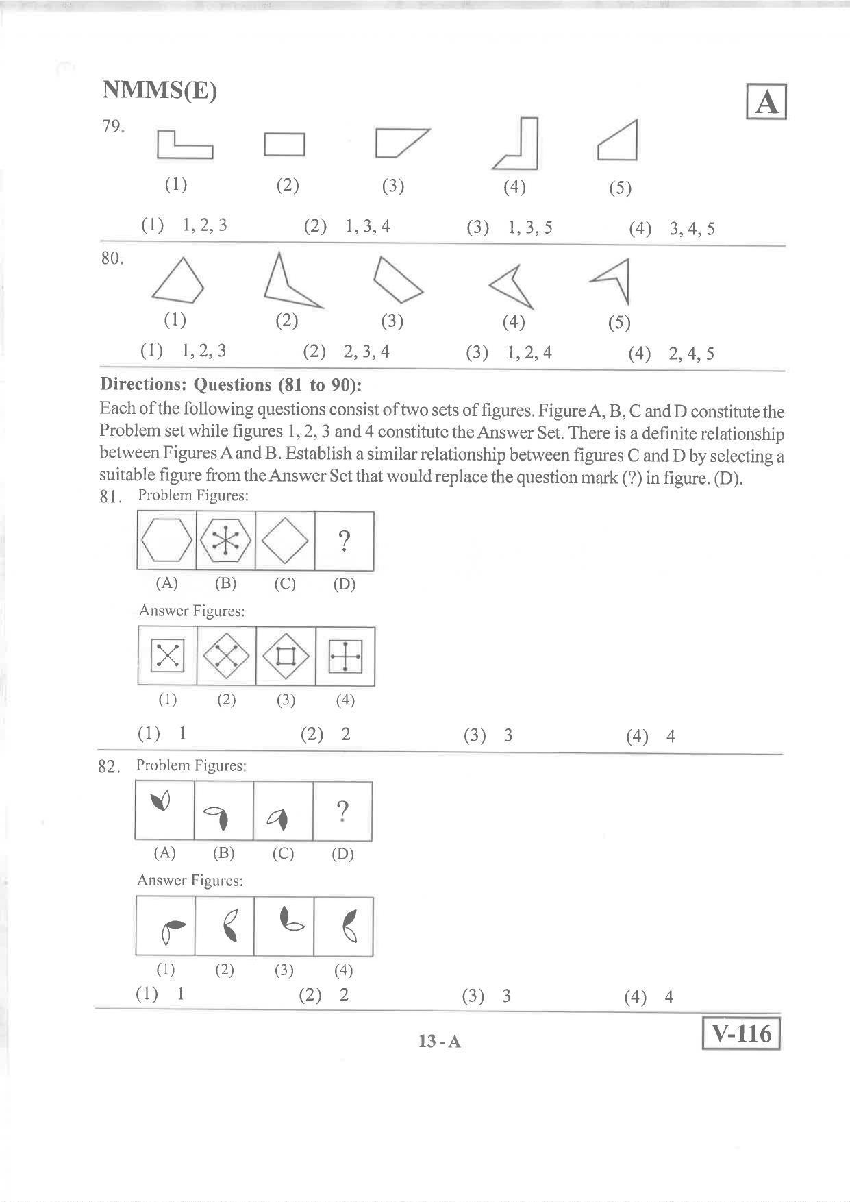 English Medium Nov 2019 (Set A) Class 8 Andhra Pradesh NMMS Question Papers - Page 13