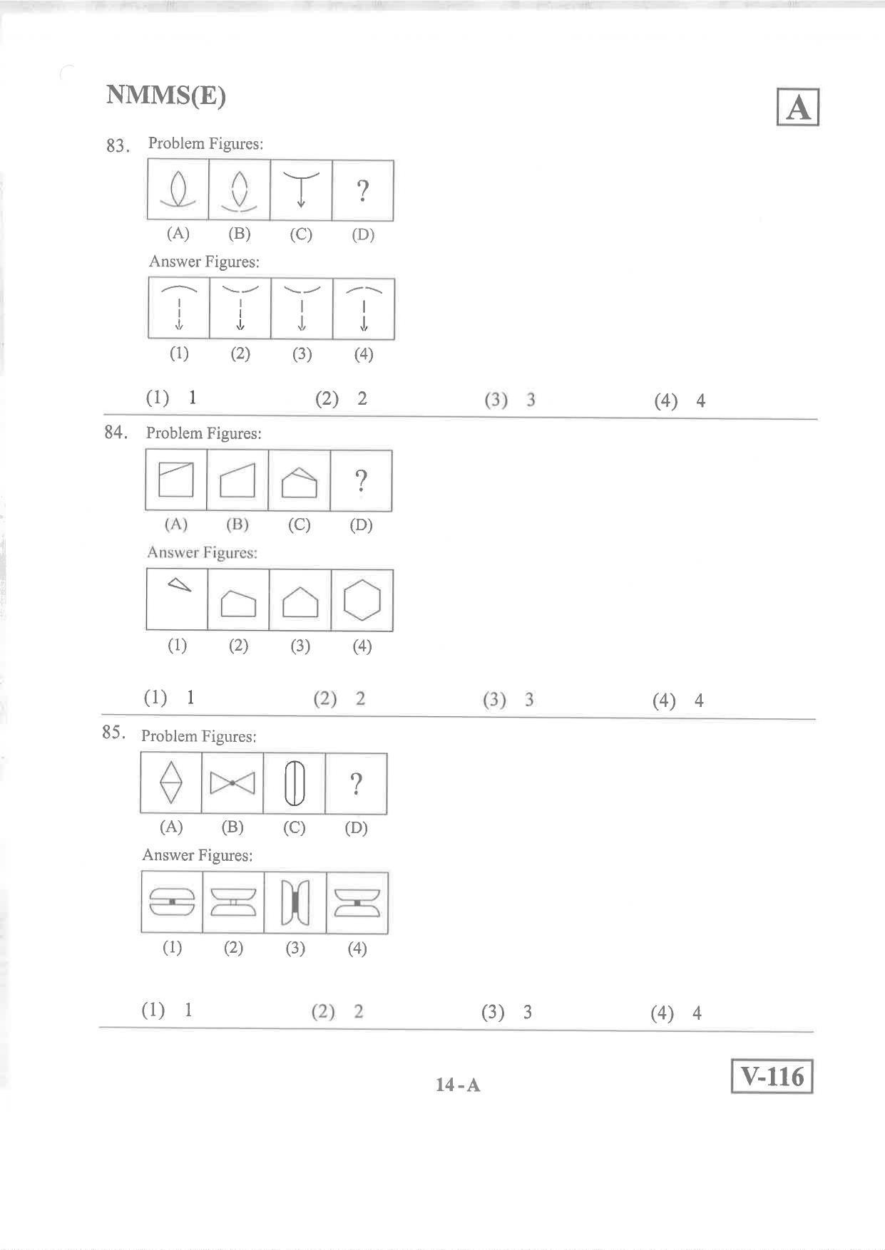 English Medium Nov 2019 (Set A) Class 8 Andhra Pradesh NMMS Question Papers - Page 14