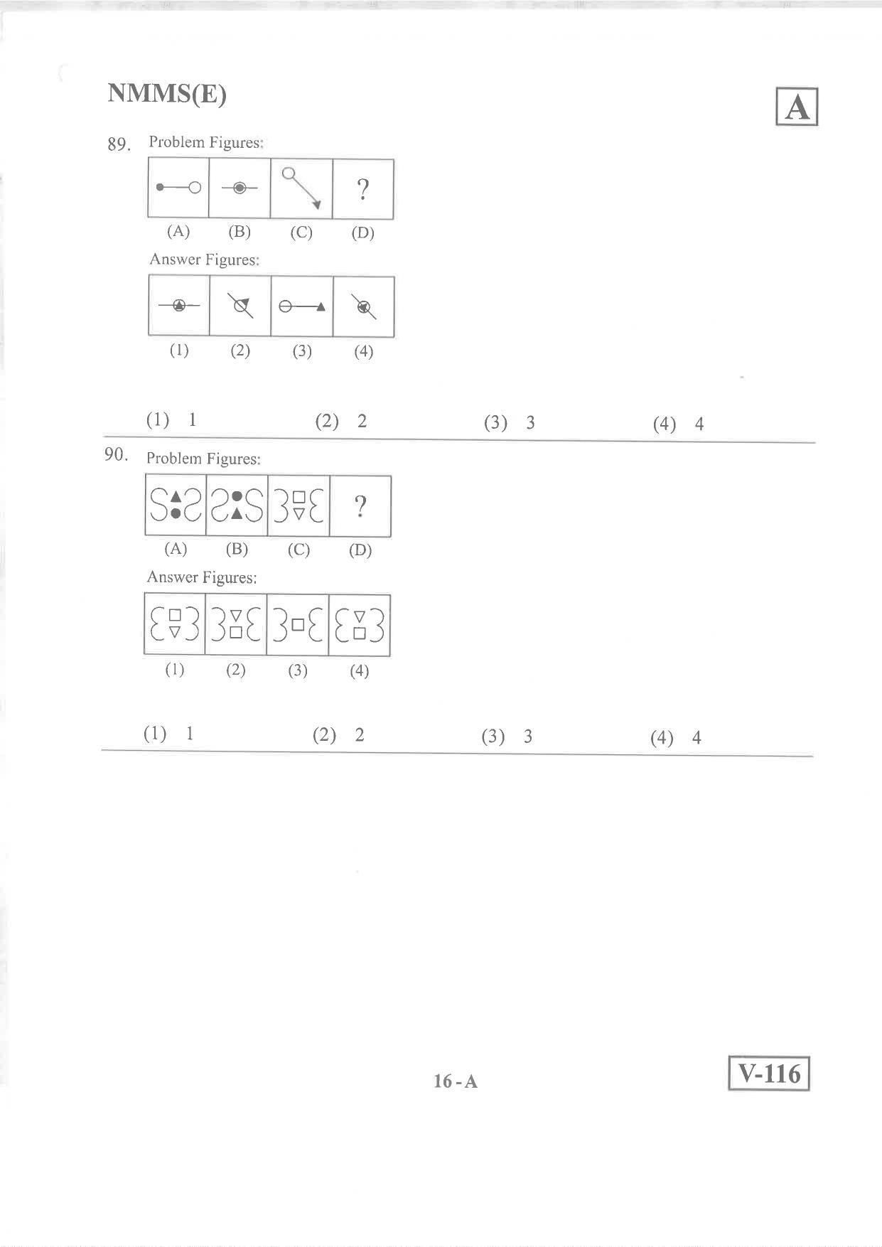 English Medium Nov 2019 (Set A) Class 8 Andhra Pradesh NMMS Question Papers - Page 16