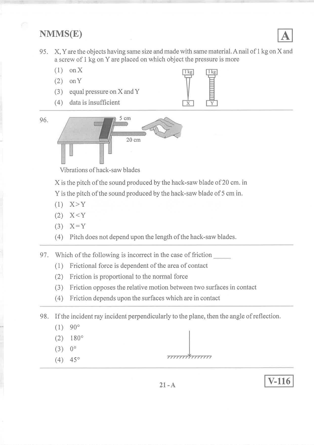 English Medium Nov 2019 (Set A) Class 8 Andhra Pradesh NMMS Question Papers - Page 21