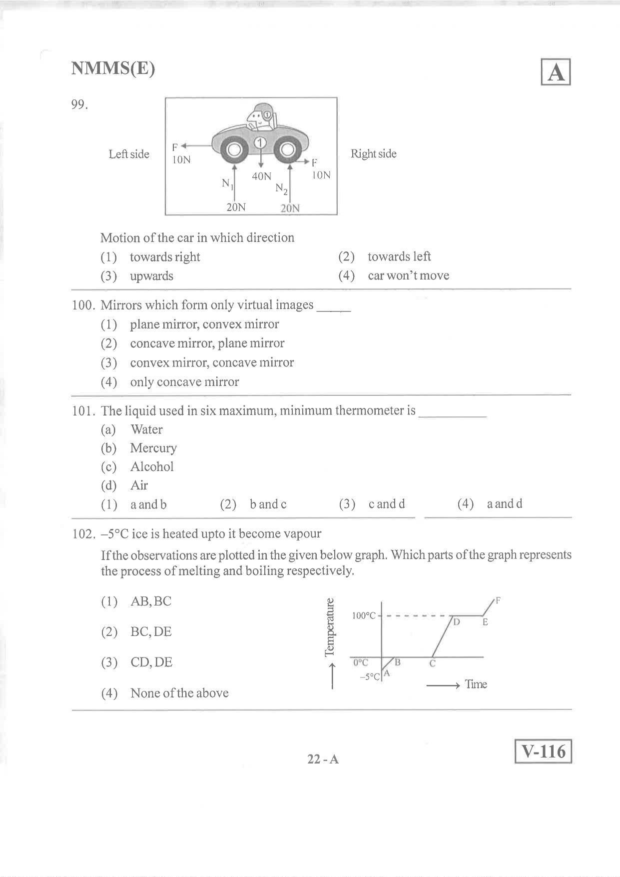 English Medium Nov 2019 (Set A) Class 8 Andhra Pradesh NMMS Question Papers - Page 22