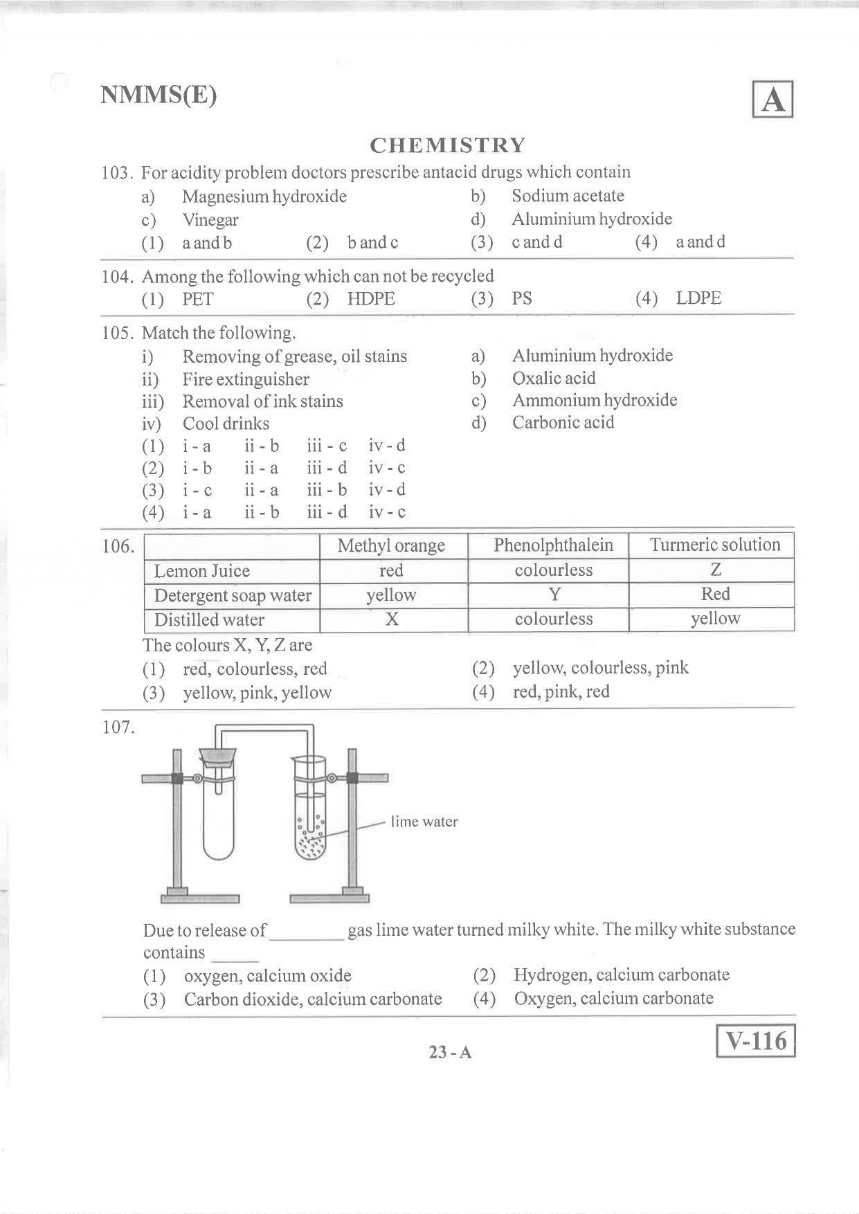 English Medium Nov 2019 (Set A) Class 8 Andhra Pradesh NMMS Question Papers - Page 23
