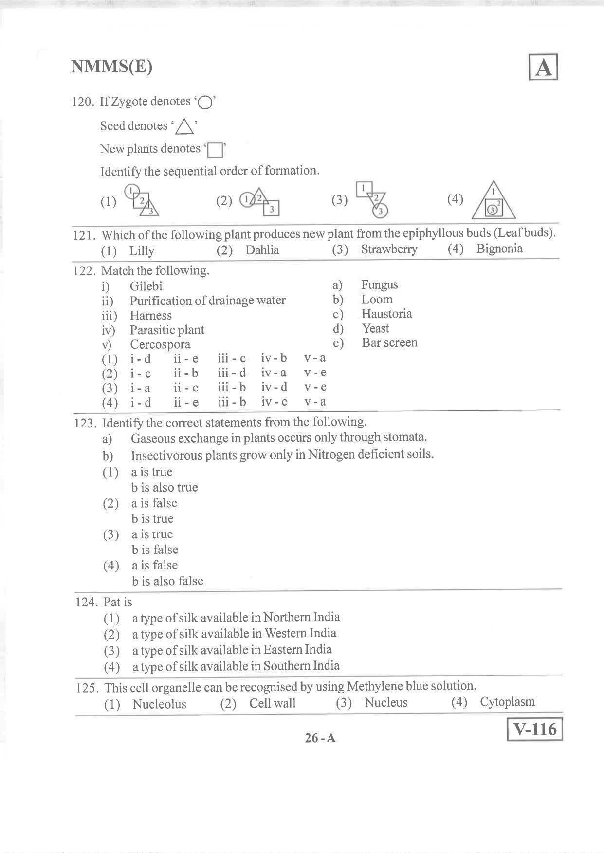 English Medium Nov 2019 (Set A) Class 8 Andhra Pradesh NMMS Question Papers - Page 26