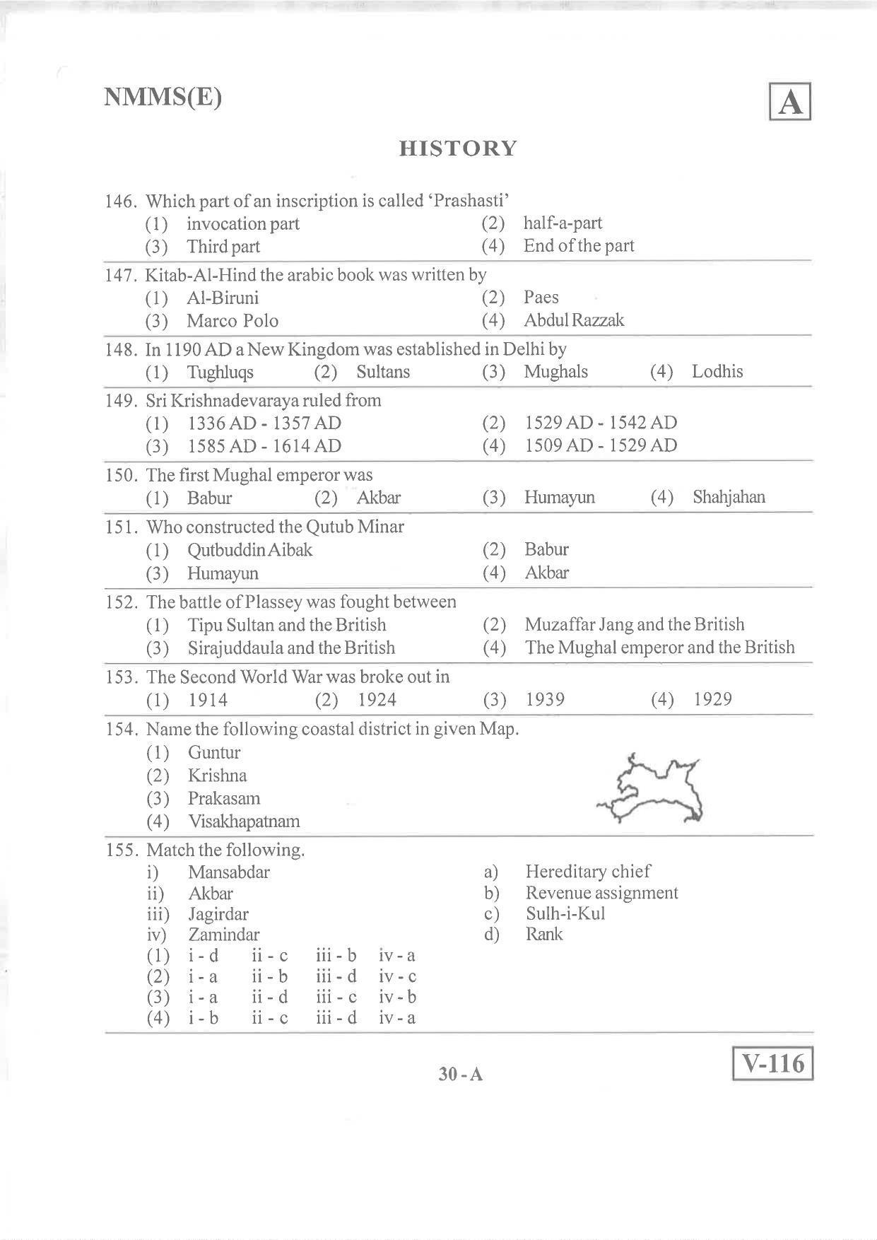 English Medium Nov 2019 (Set A) Class 8 Andhra Pradesh NMMS Question Papers - Page 30