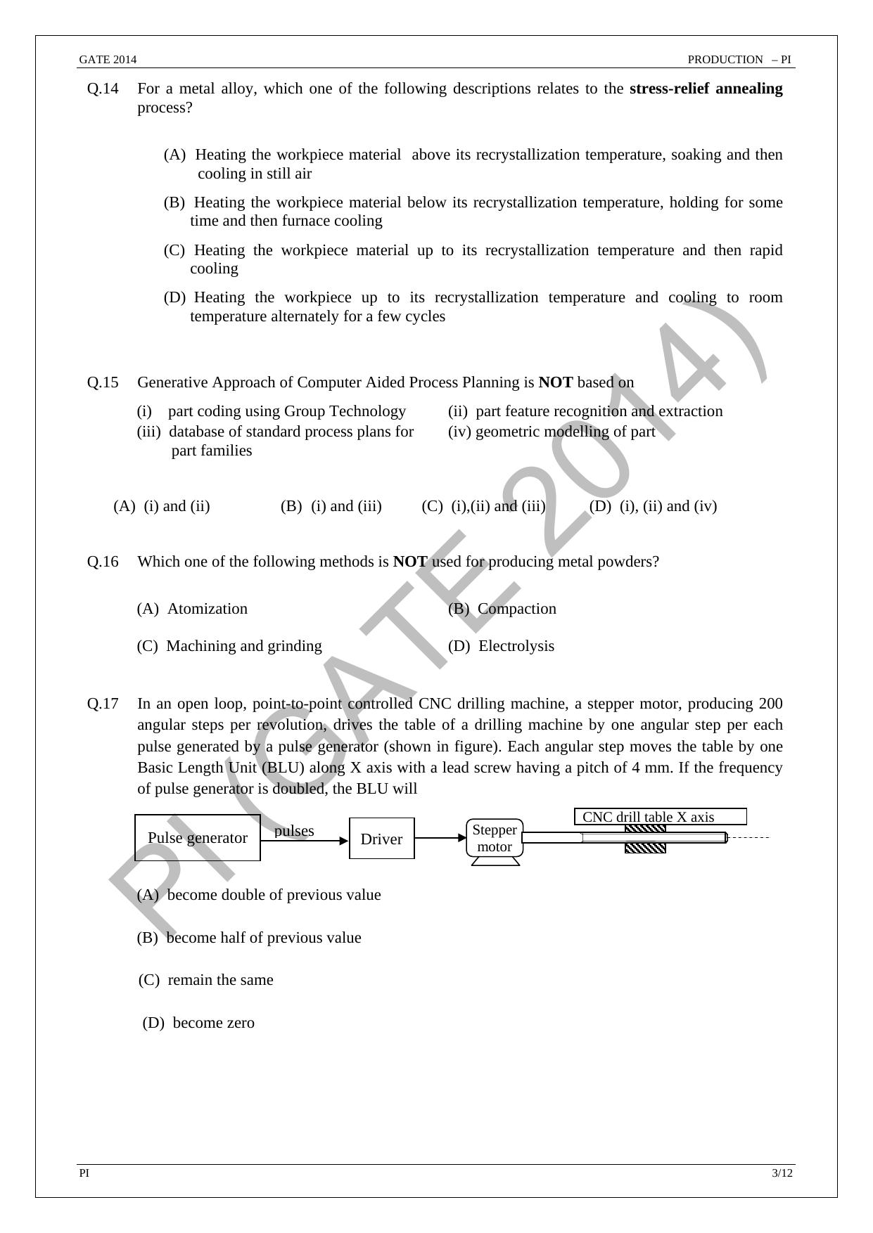 GATE 2014 Production and Industrial Engineering (PI) Question Paper with Answer Key - Page 9