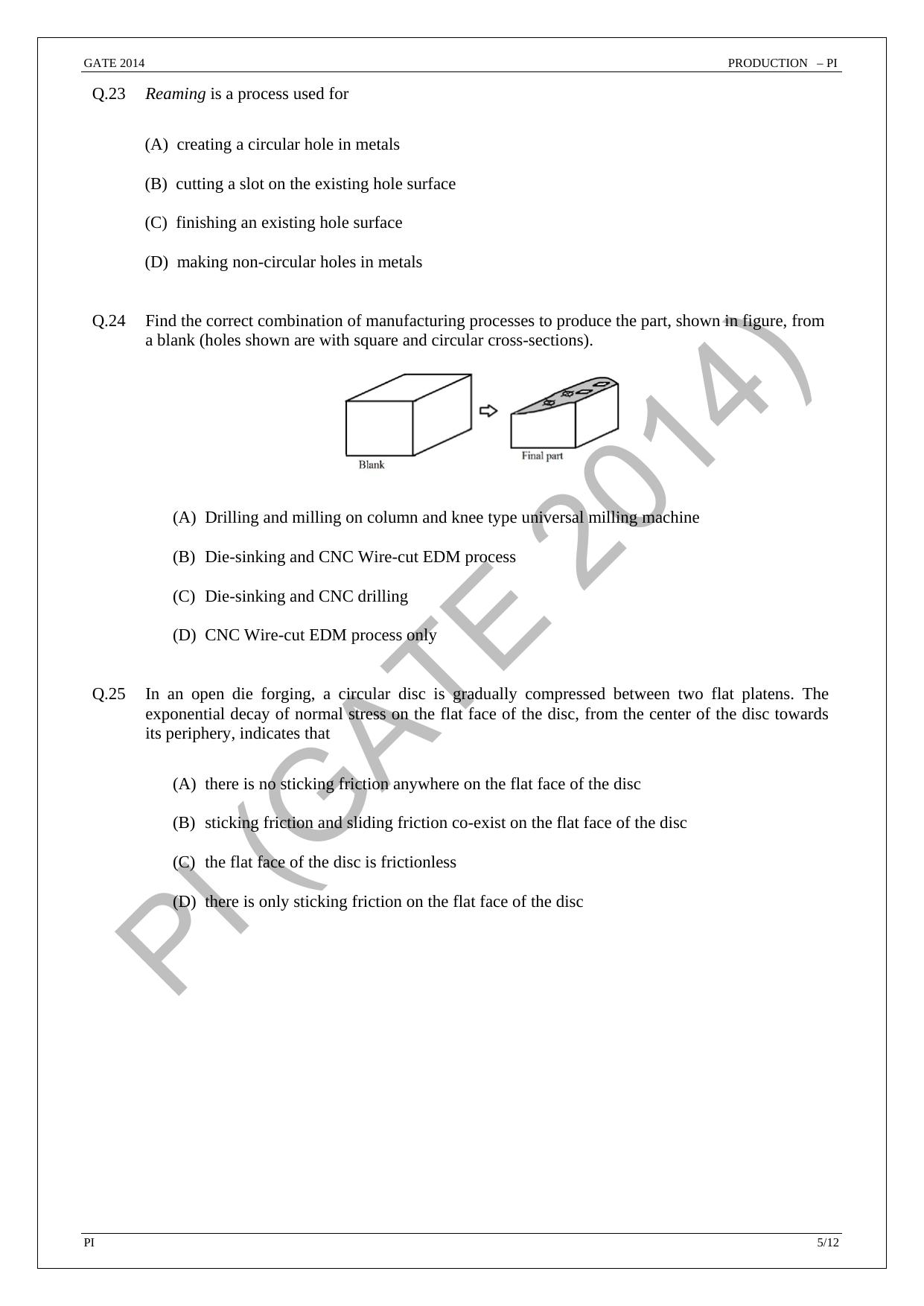 GATE 2014 Production and Industrial Engineering (PI) Question Paper with Answer Key - Page 11