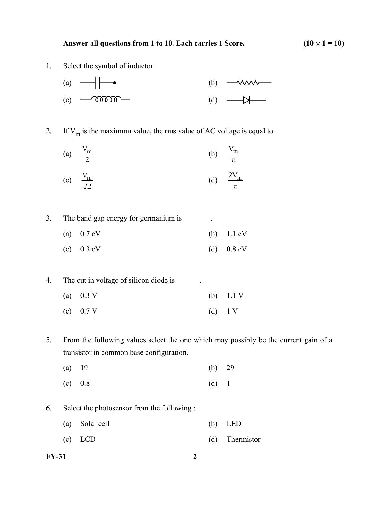 Kerala Plus One 2022 English Literature Question Papers - Page 2