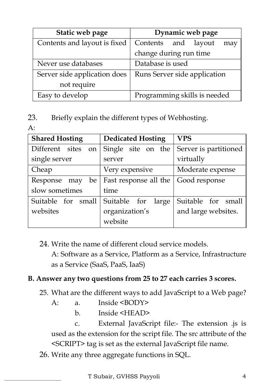 Kerala Plus Two 2022 Computer Science Model Question paper - Page 4