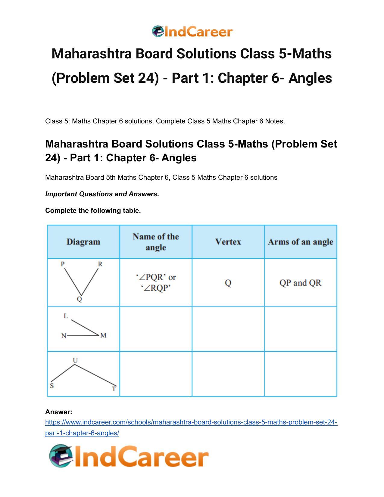 Maharashtra Board Solutions Class 5-Maths (Problem Set 24) - Part 1: Chapter 6- Angles - Page 2