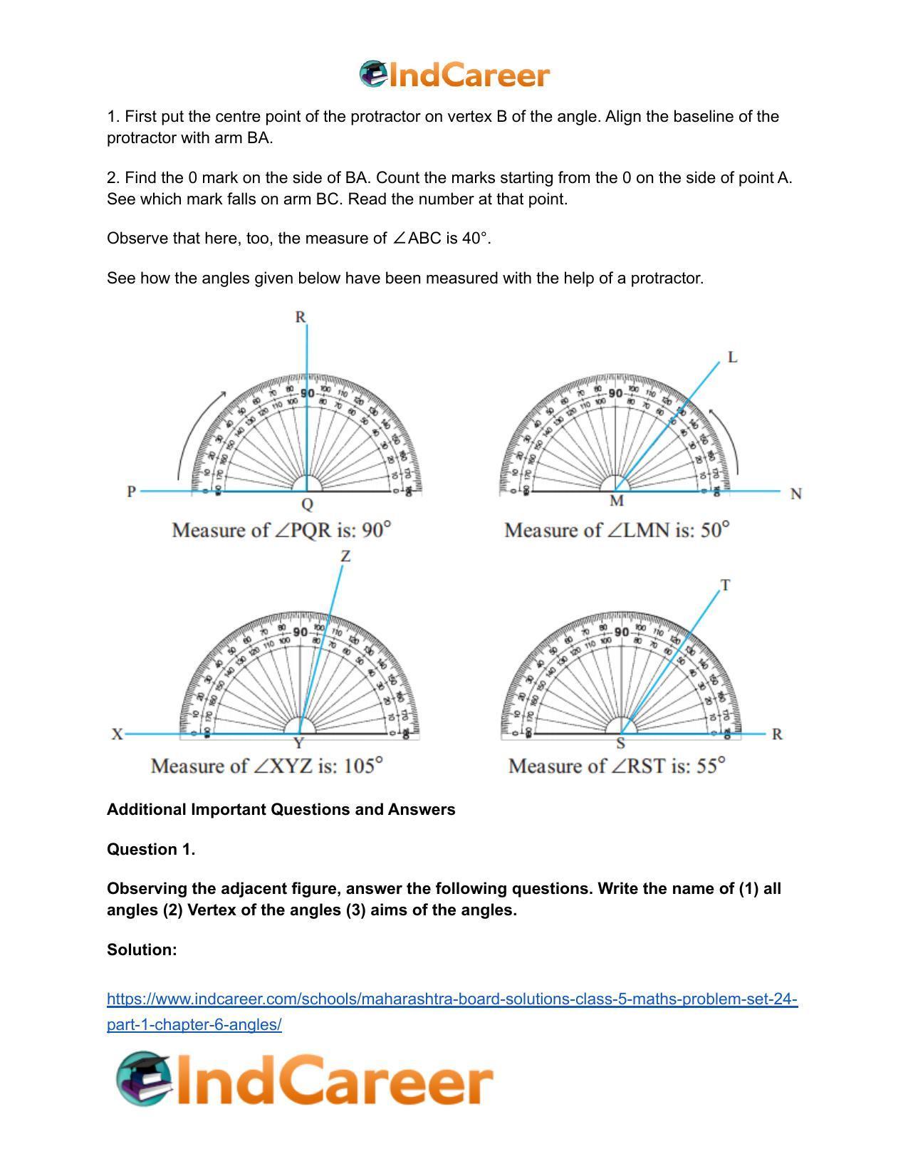 Maharashtra Board Solutions Class 5-Maths (Problem Set 24) - Part 1: Chapter 6- Angles - Page 6