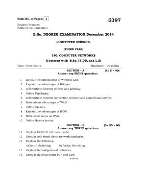 Annamalai University COMPUTER NETWORKS B.Sc Information Technology (L.E.) December 2014 Question Papers