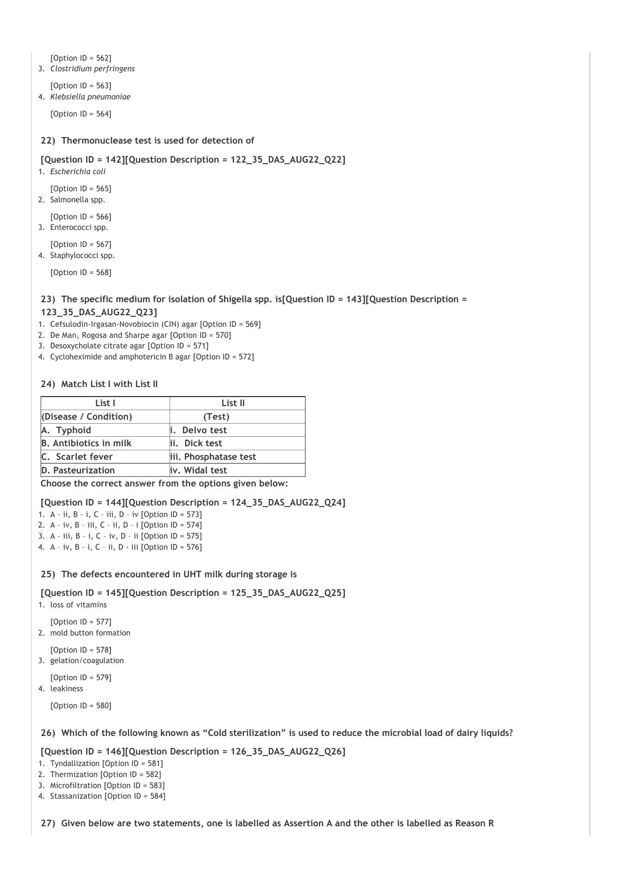 ICAR AIEEA PG 2022 DAIRY SCIENCE Question Paper - Page 4