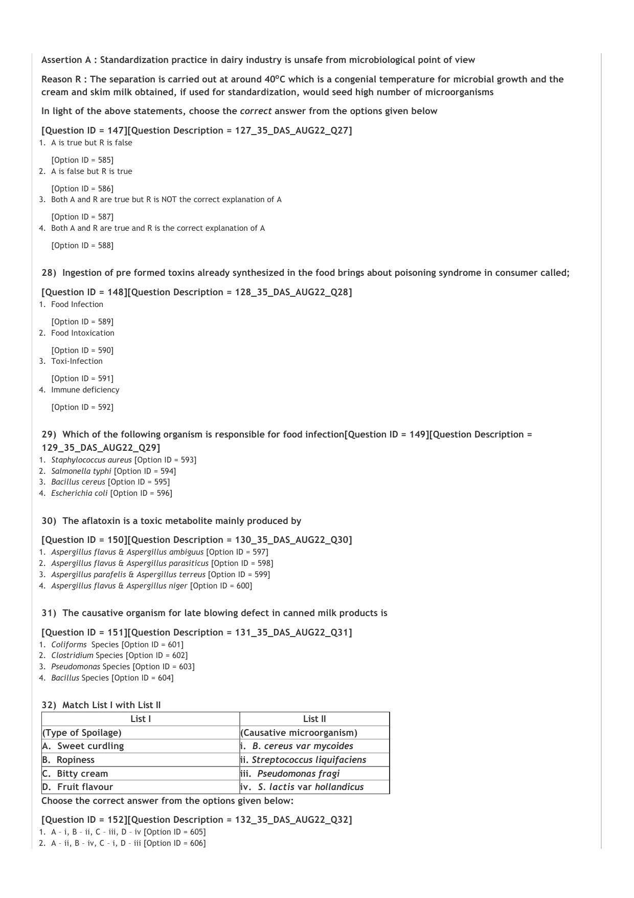 ICAR AIEEA PG 2022 DAIRY SCIENCE Question Paper - Page 5