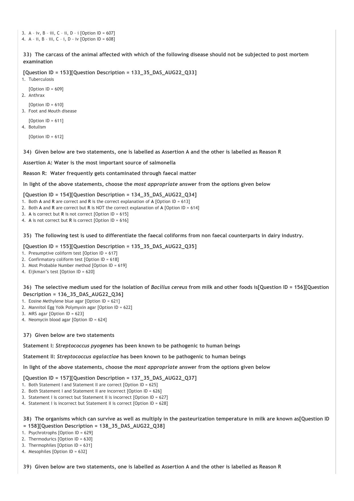 ICAR AIEEA PG 2022 DAIRY SCIENCE Question Paper - Page 6