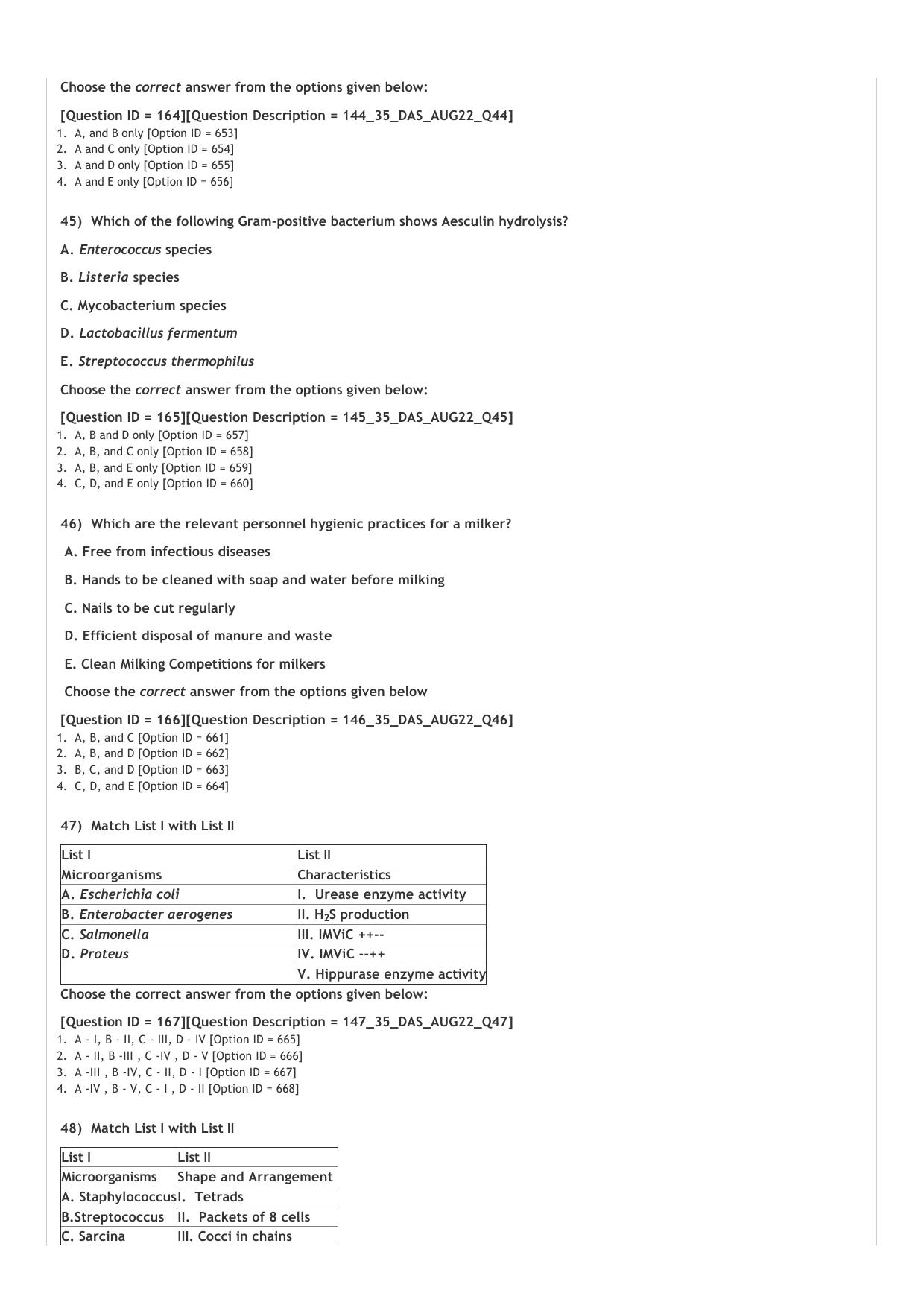 ICAR AIEEA PG 2022 DAIRY SCIENCE Question Paper - Page 8