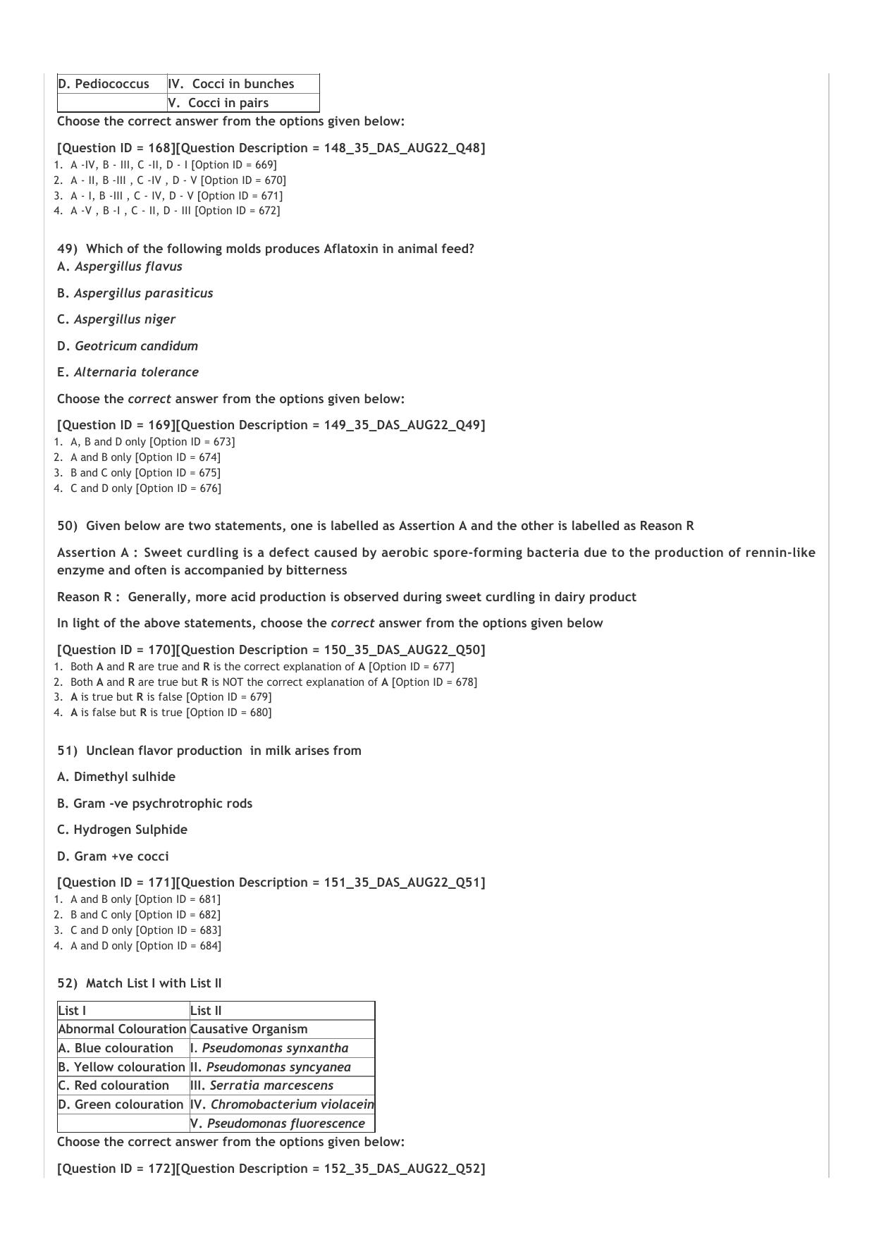 ICAR AIEEA PG 2022 DAIRY SCIENCE Question Paper - Page 9