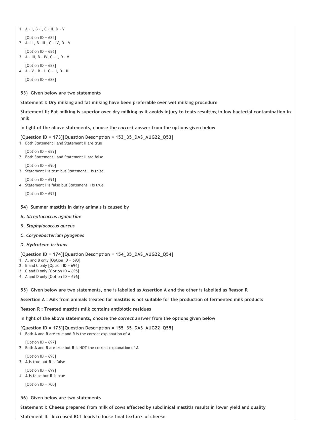 ICAR AIEEA PG 2022 DAIRY SCIENCE Question Paper - Page 10