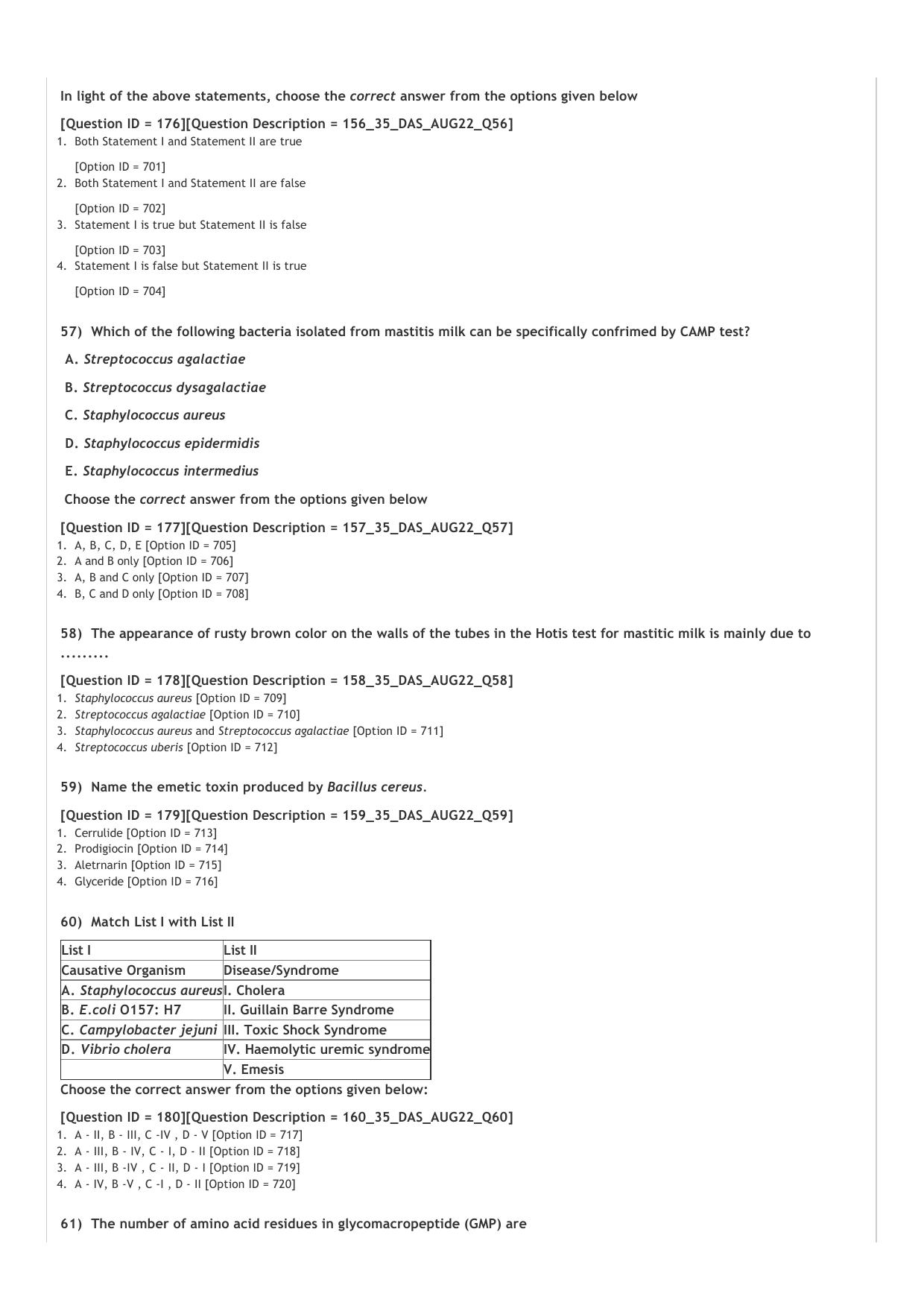 ICAR AIEEA PG 2022 DAIRY SCIENCE Question Paper - Page 11