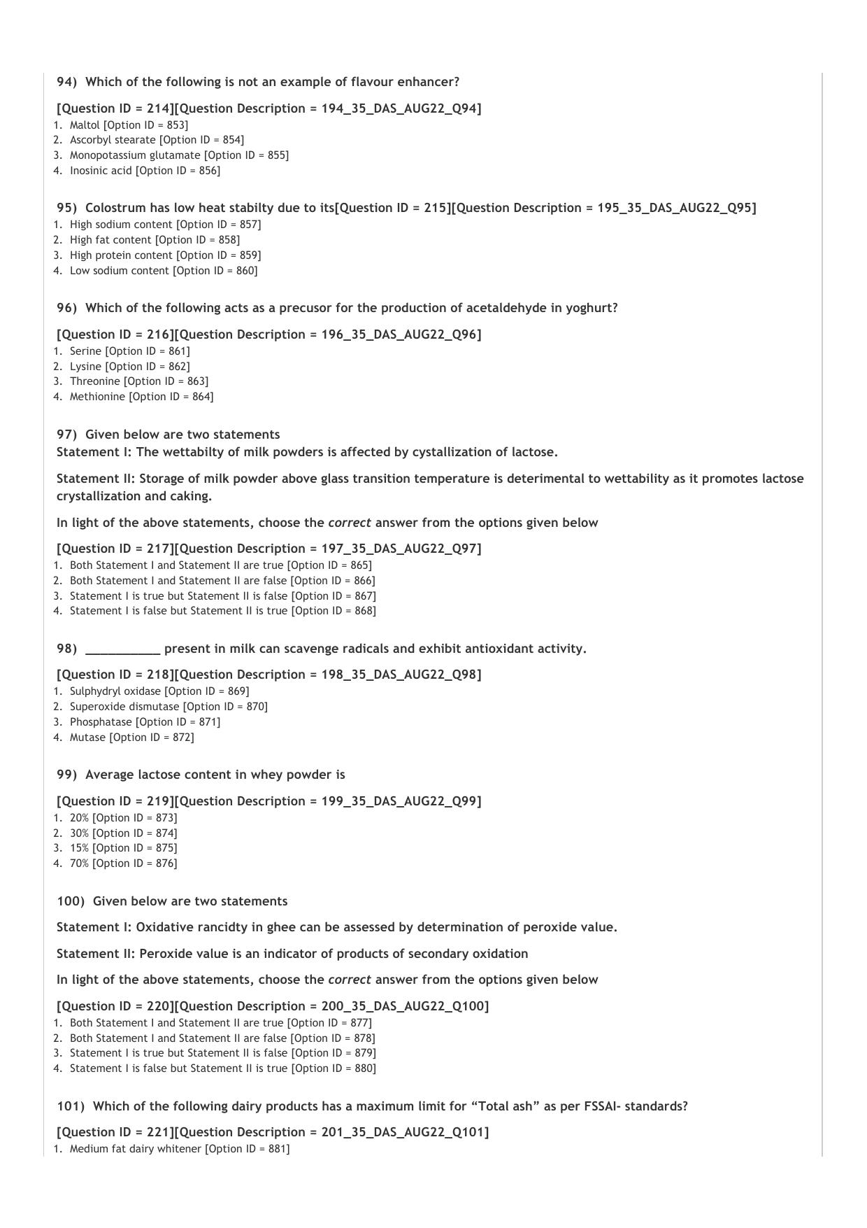 ICAR AIEEA PG 2022 DAIRY SCIENCE Question Paper - Page 17