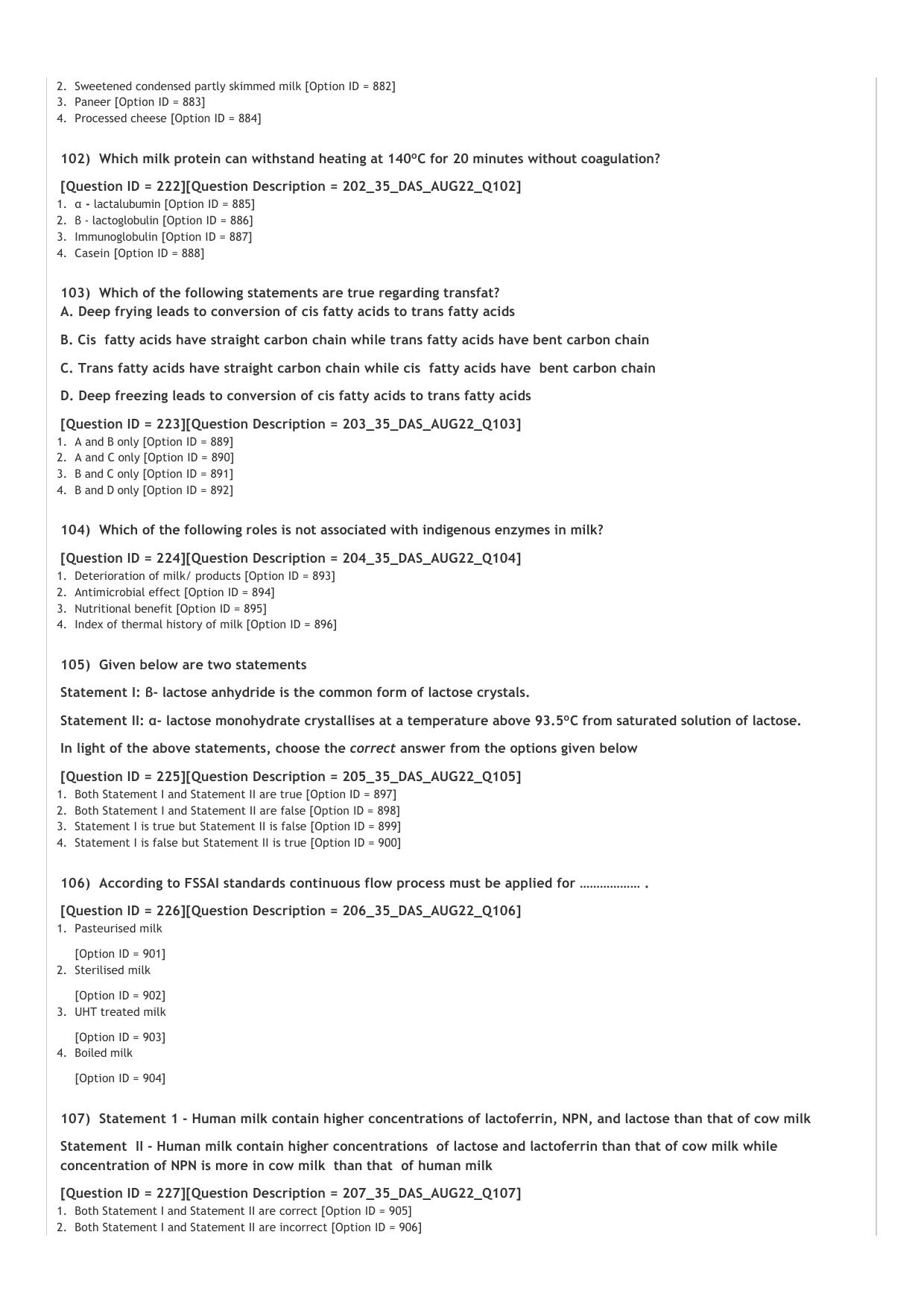 ICAR AIEEA PG 2022 DAIRY SCIENCE Question Paper - Page 18