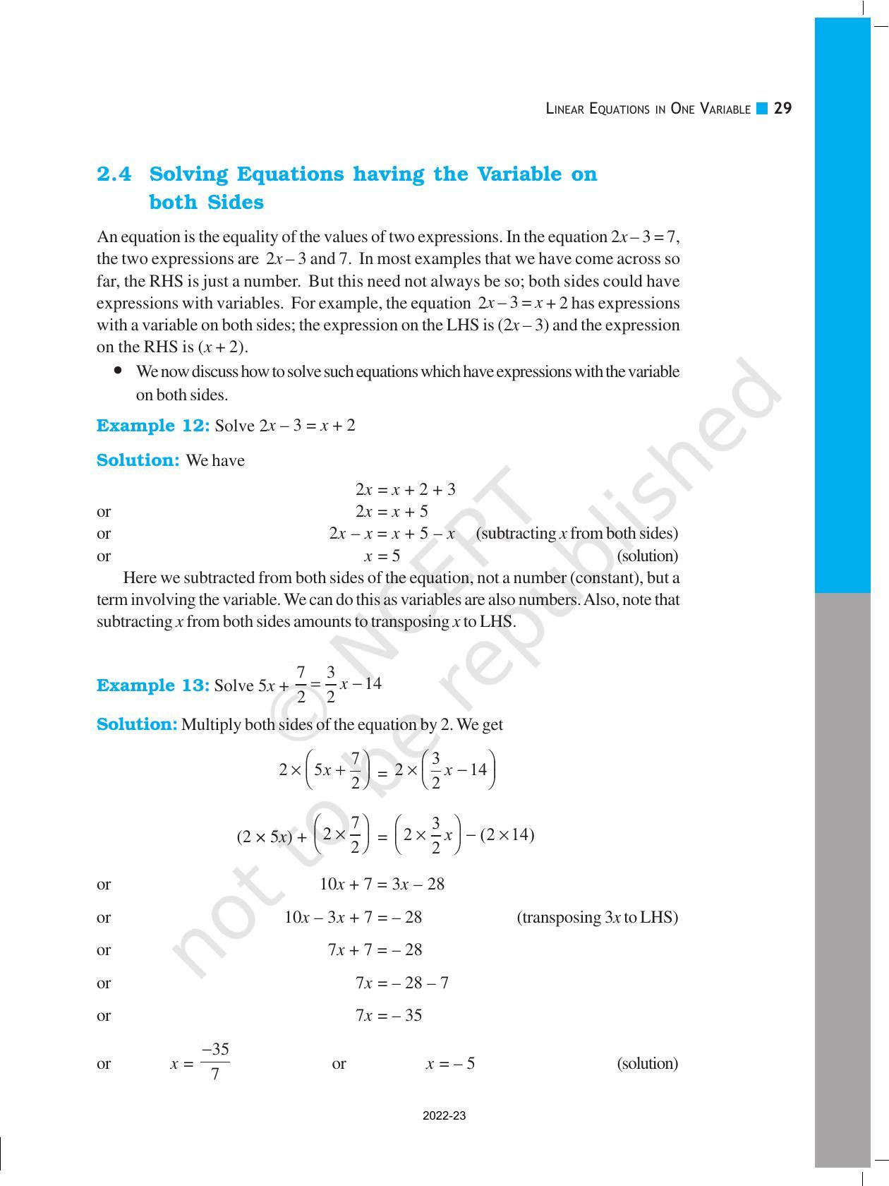 NCERT Book for Class 8 Maths Chapter 2 Linear Equations in One Variable - Page 9