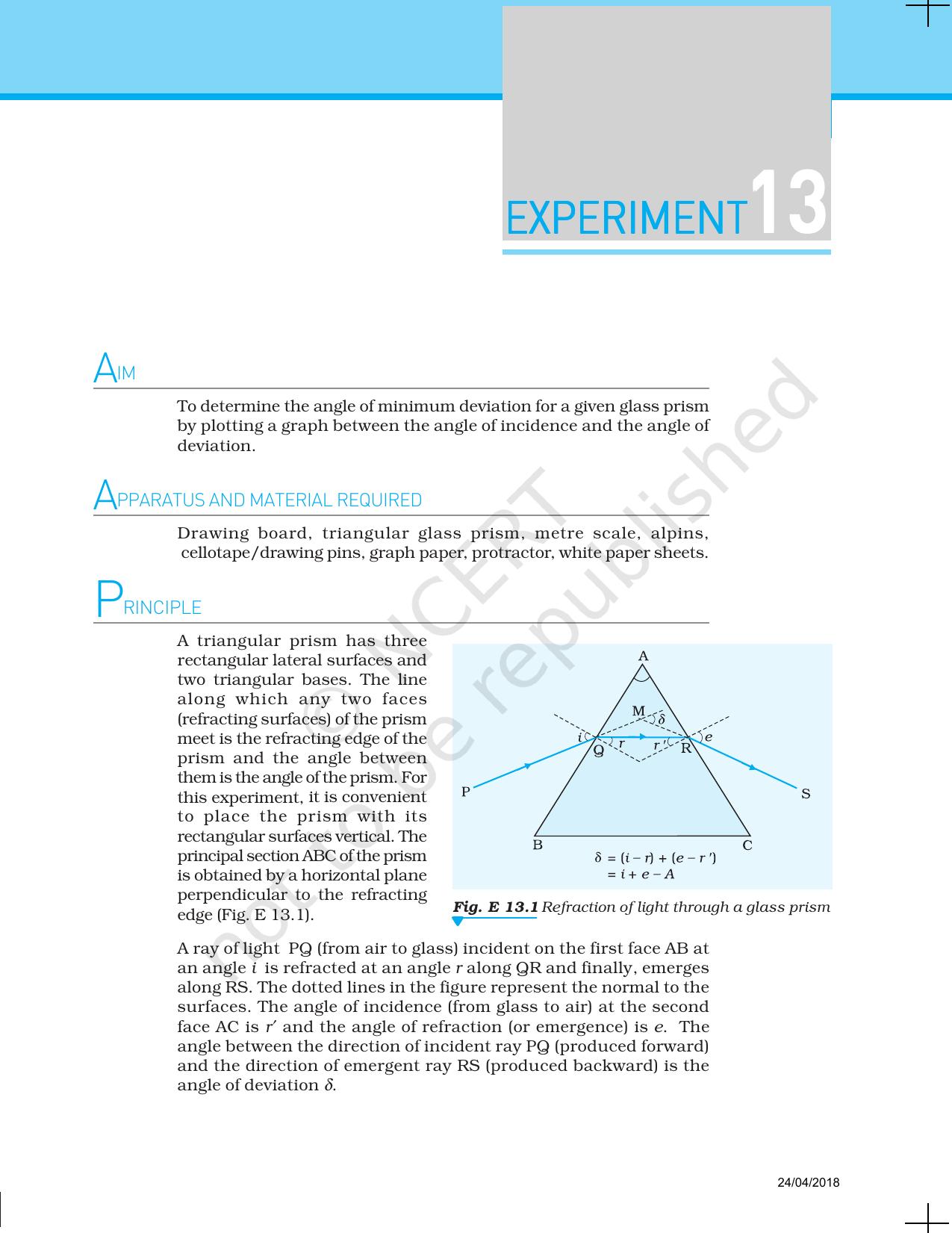 NCERT Laboratory Manuals for Class XII Physics - Experiment 11 to 13 - Page 14
