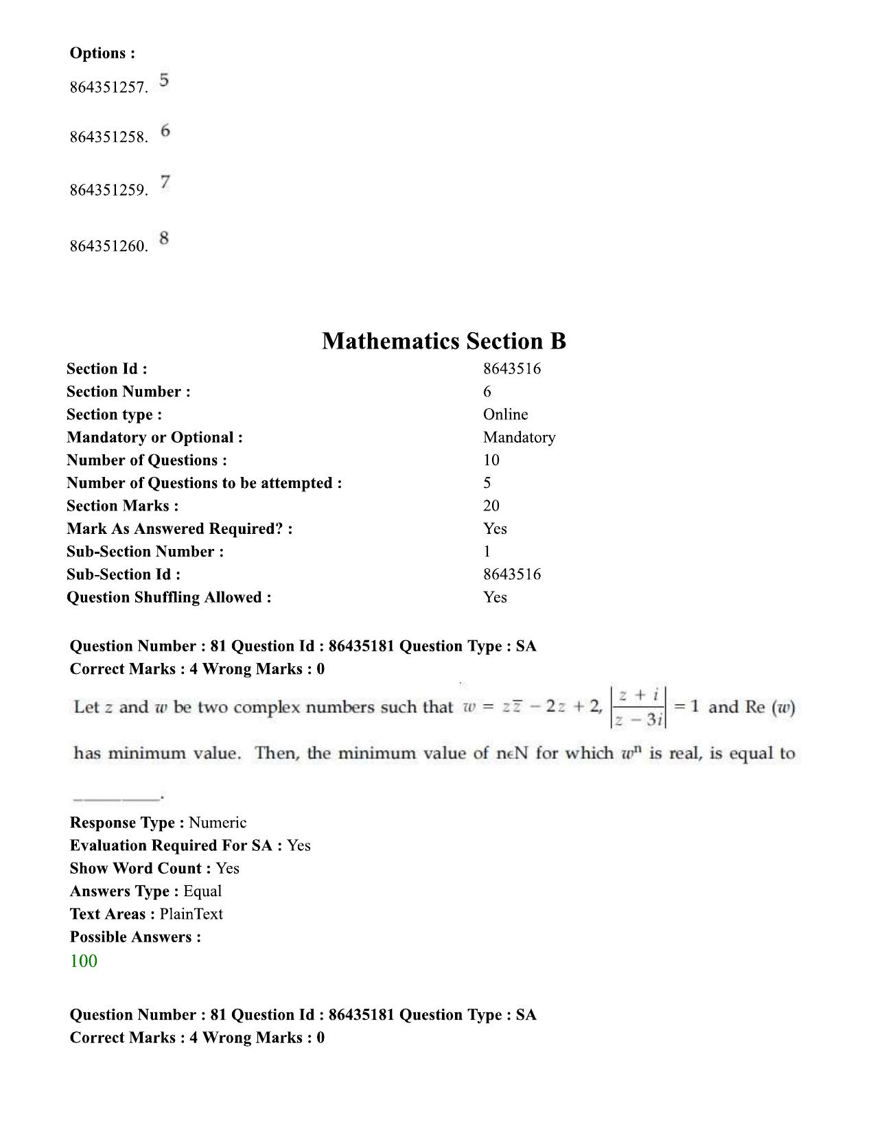 JEE Mains 2021: BTech EA (Shift 1) 16-03-2021 Question Paper - Page 86