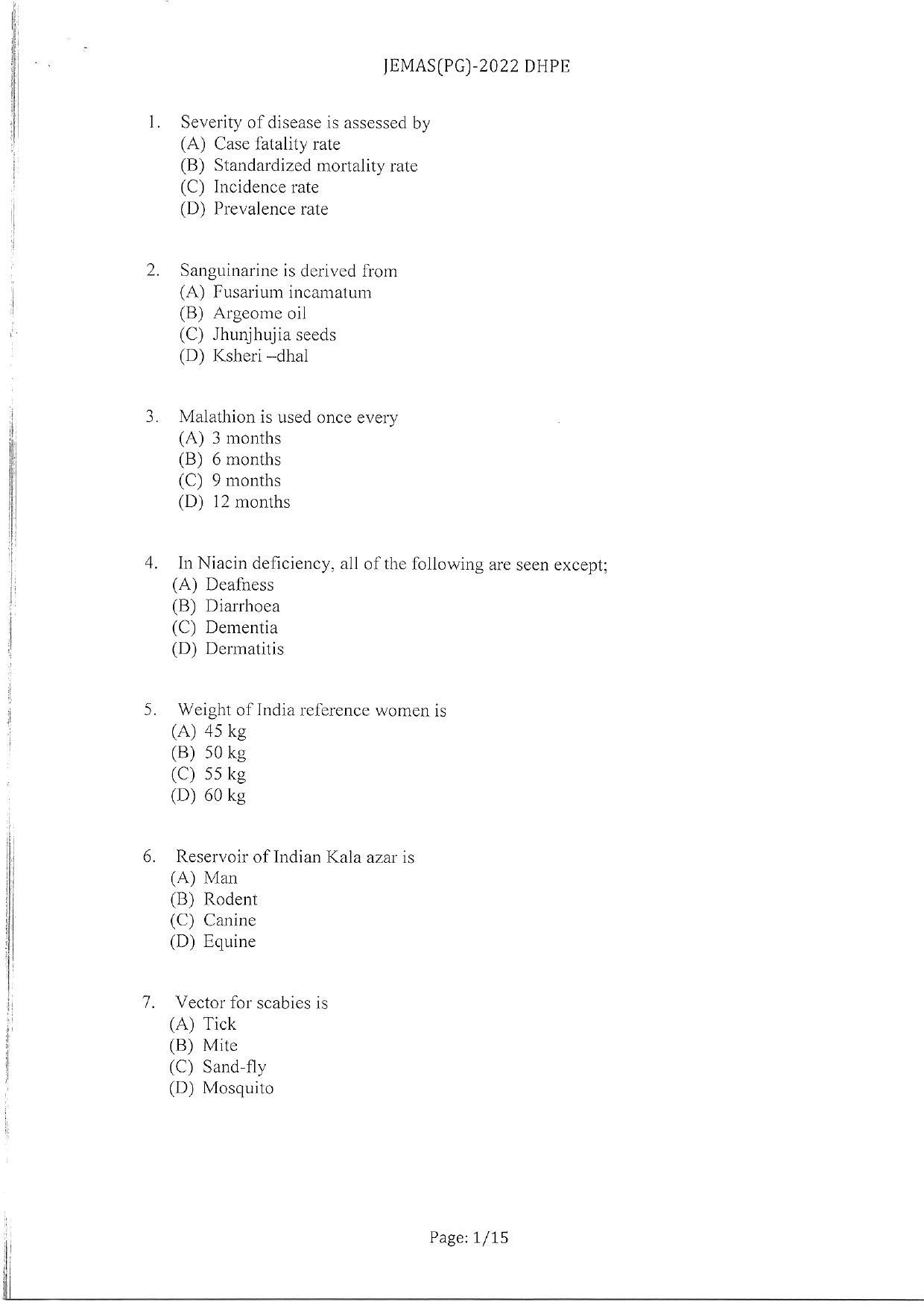 WBJEEB JEMAS (PG) 2022 DHPE Question Paper - Page 3