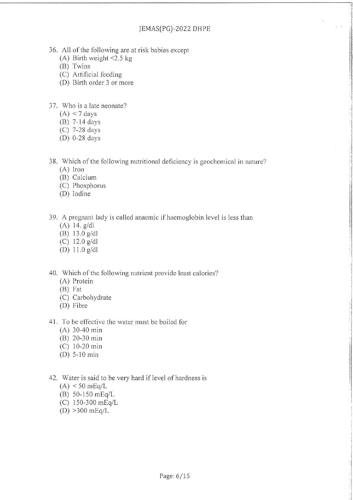 WBJEEB JEMAS (PG) 2022 DHPE Question Paper - Page 8