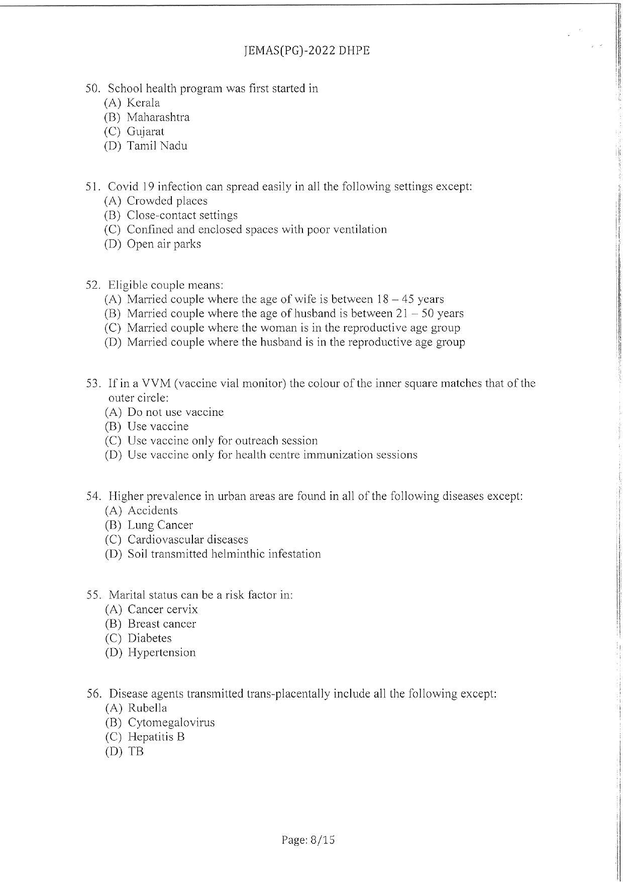 WBJEEB JEMAS (PG) 2022 DHPE Question Paper - Page 10