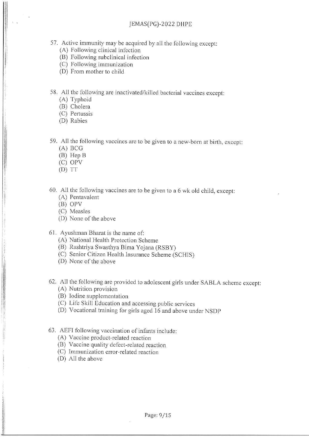 WBJEEB JEMAS (PG) 2022 DHPE Question Paper - Page 11
