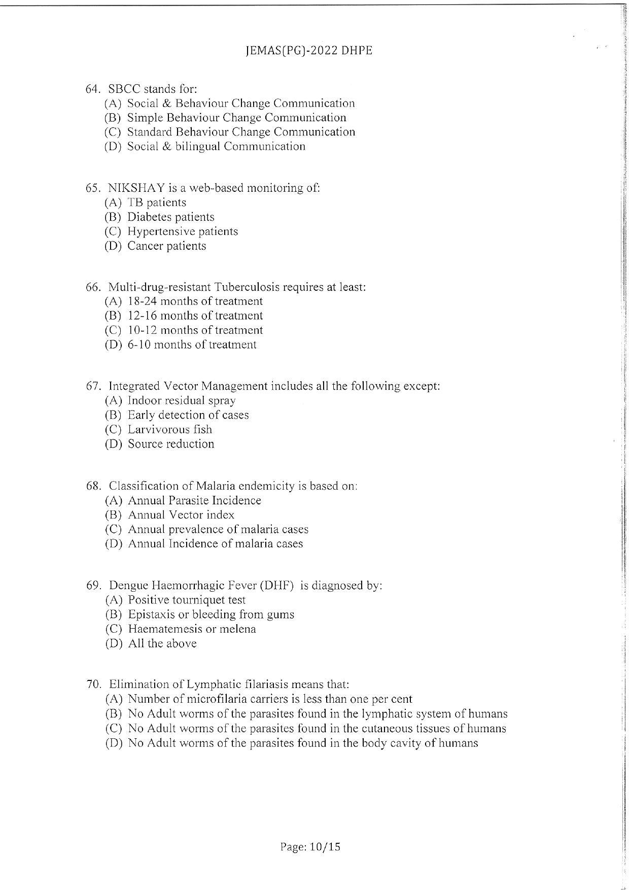 WBJEEB JEMAS (PG) 2022 DHPE Question Paper - Page 12