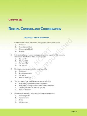 NCERT Exemplar Class 11: Biology Chapter 21 (NEURAL CONTROL AND COORDINATION)
