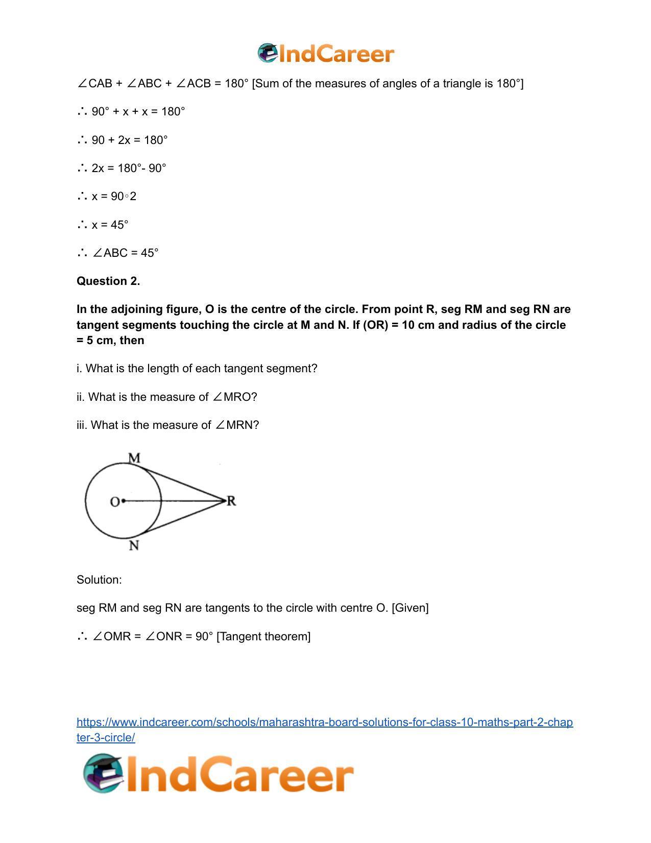 Maharashtra Board Solutions for Class 10-Maths (Part 2): Chapter 3- Circle - Page 4