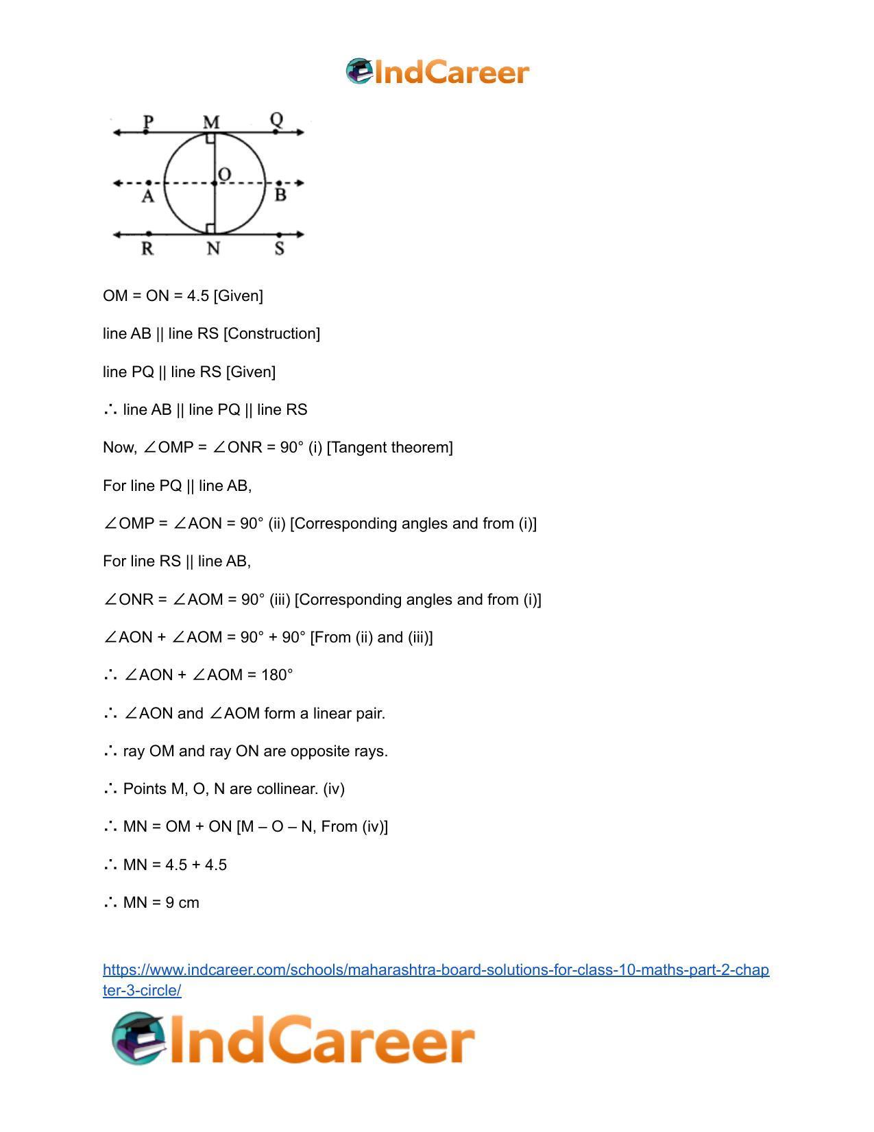 Maharashtra Board Solutions for Class 10-Maths (Part 2): Chapter 3- Circle - Page 7