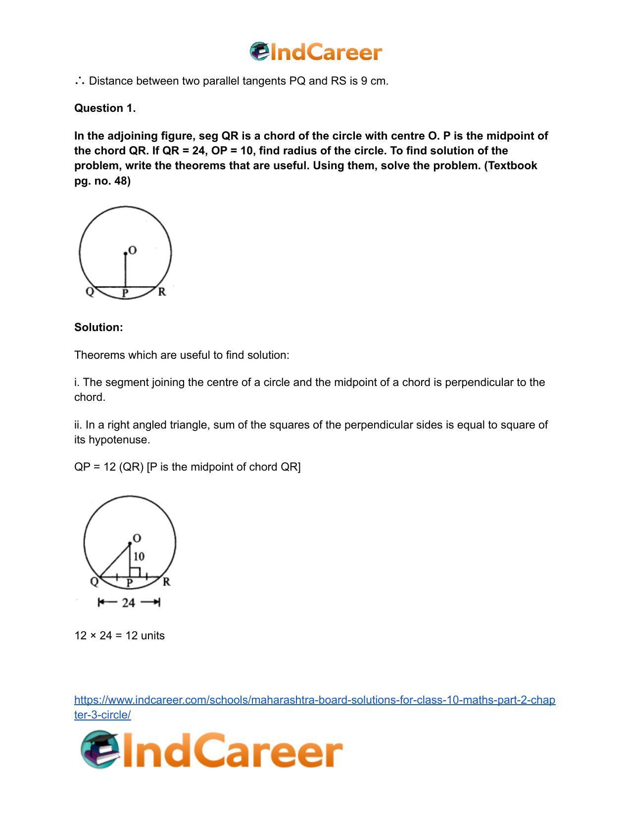 Maharashtra Board Solutions for Class 10-Maths (Part 2): Chapter 3- Circle - Page 8