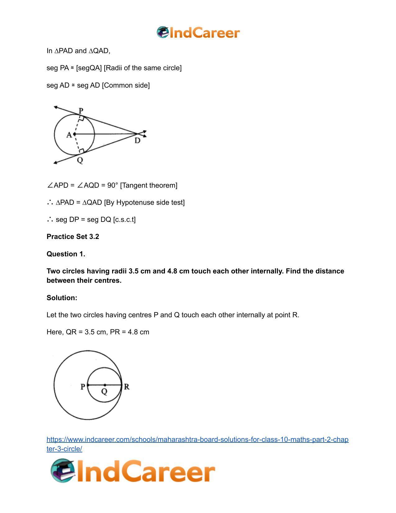 Maharashtra Board Solutions for Class 10-Maths (Part 2): Chapter 3- Circle - Page 16